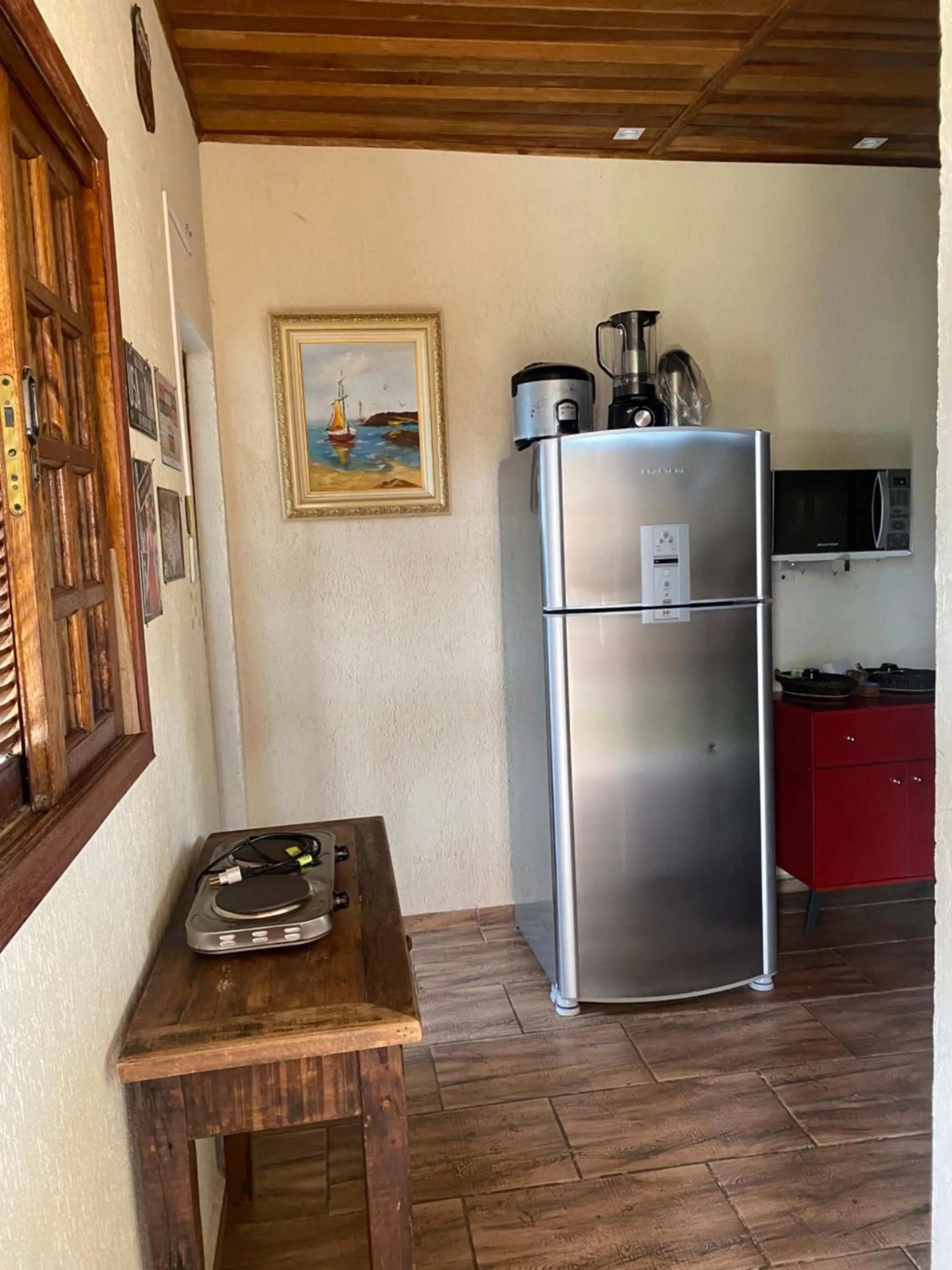 Kitchen or kitchenette in Chalés Marinelli em São Roque