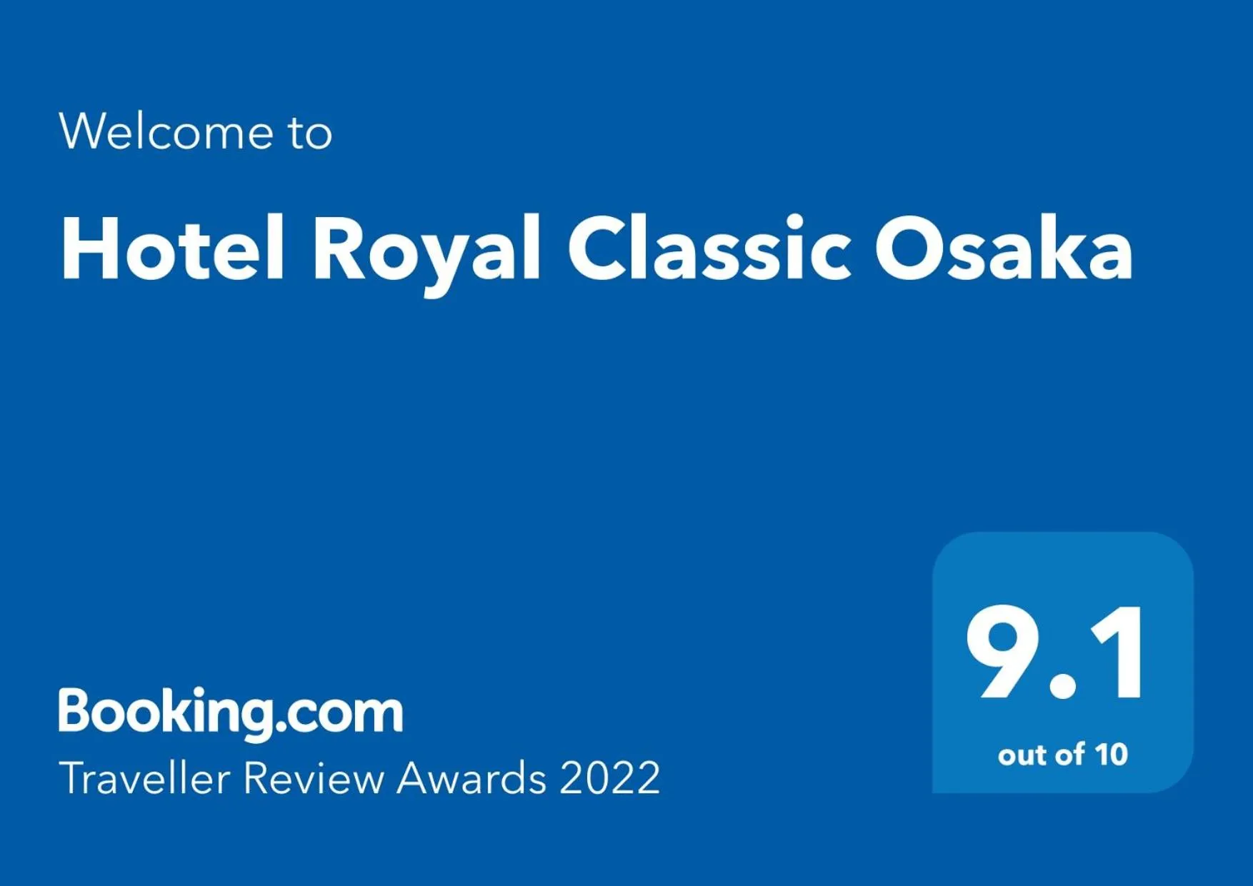 Certificate/Award in Hotel Royal Classic Osaka