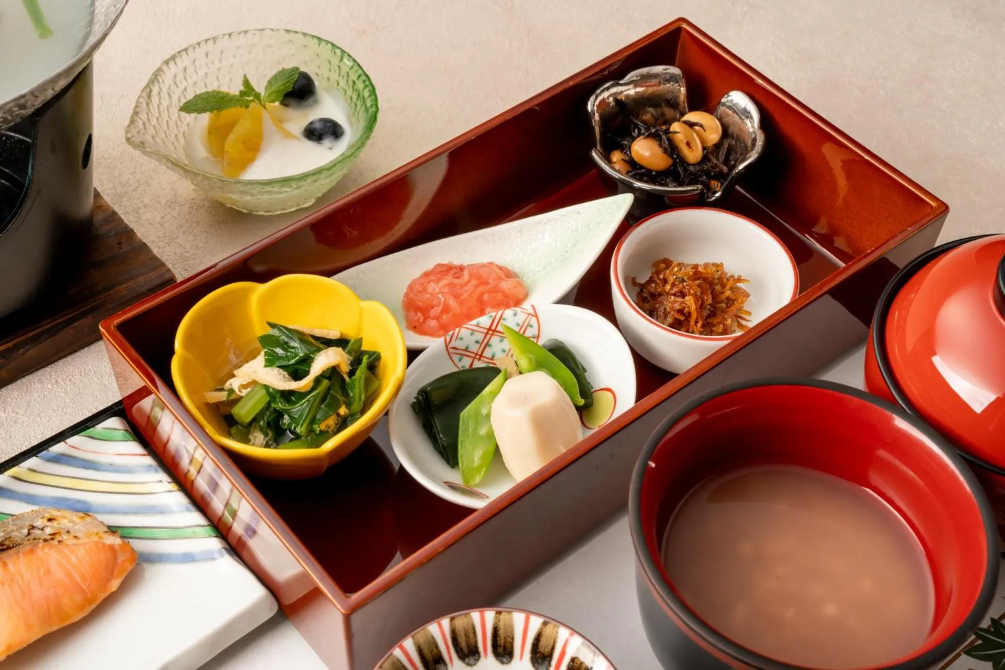 Breakfast in Temple Town Hotel WAQOO Horyuji