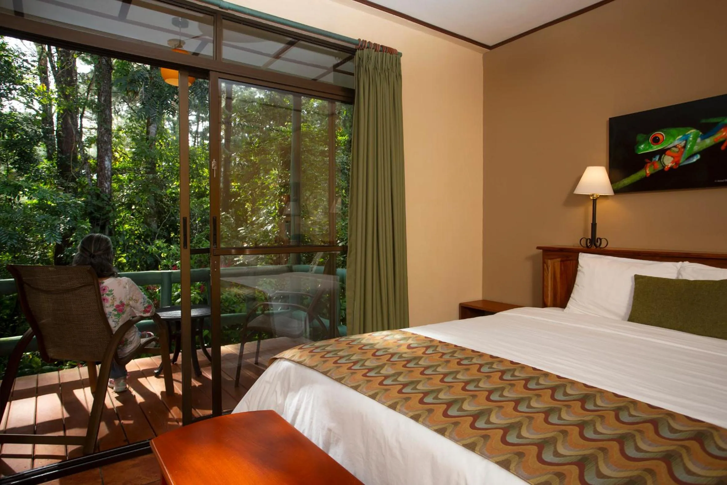 Balcony/Terrace, Bed in Arenal Observatory Lodge & Trails