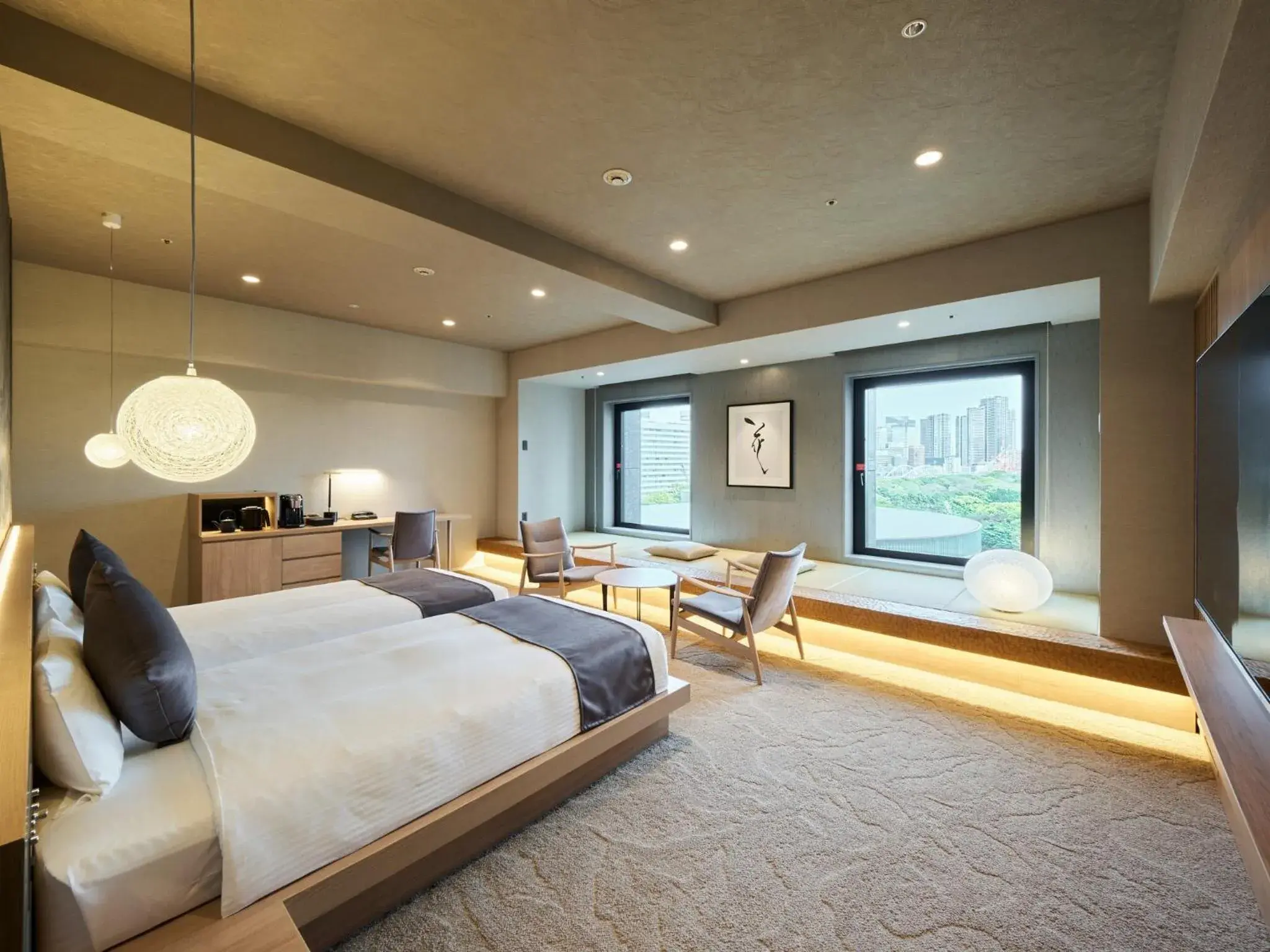 Executive Twin Room with Tatami Area -Non Smoking - single occupancy in Villa Fontaine Grand Tokyo Shiodome Executive Twin Room with Tatami Area -Non Smoking - single occupancy in Villa Fontaine Grand Tokyo Shiodome