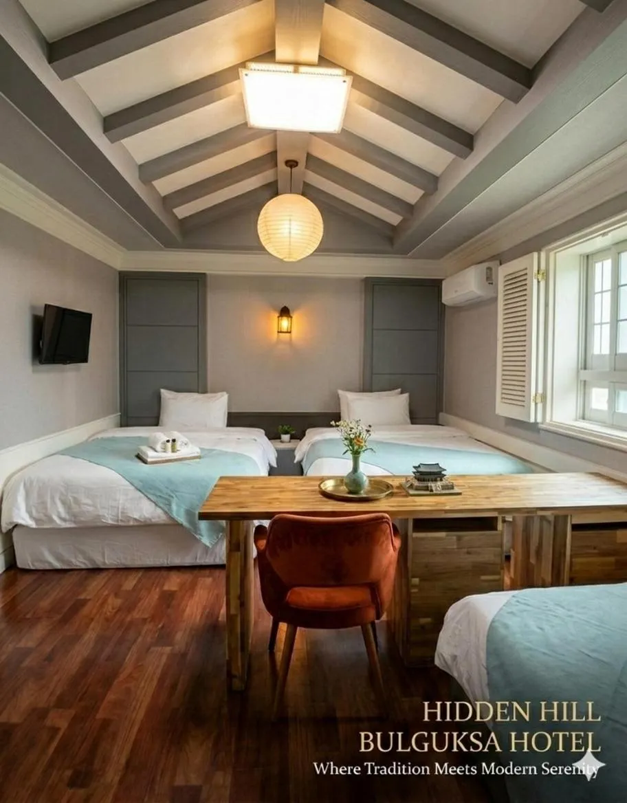 Bed in 히든힐불국사호텔