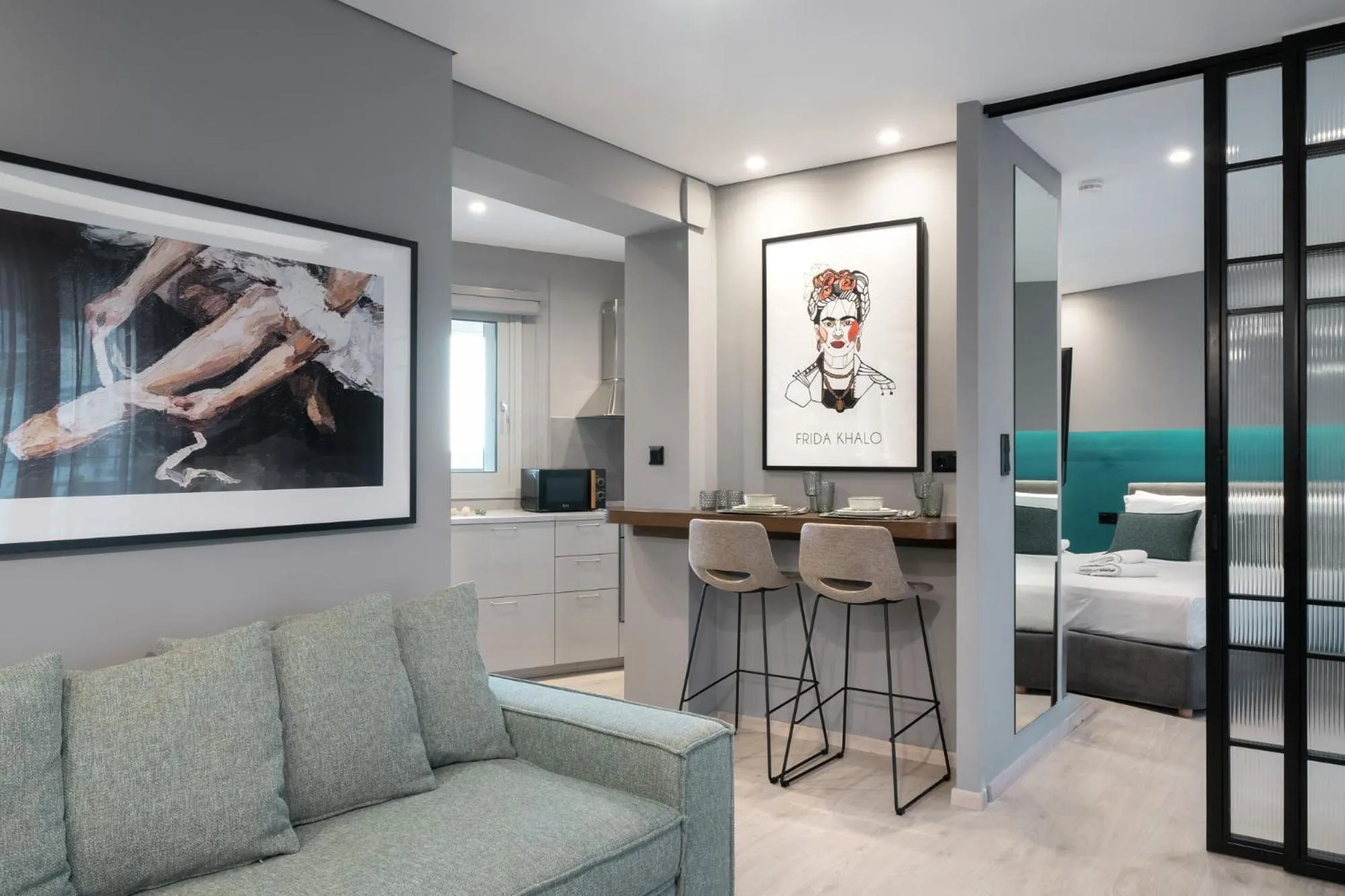 Living room, Bed in Evripidou Suites