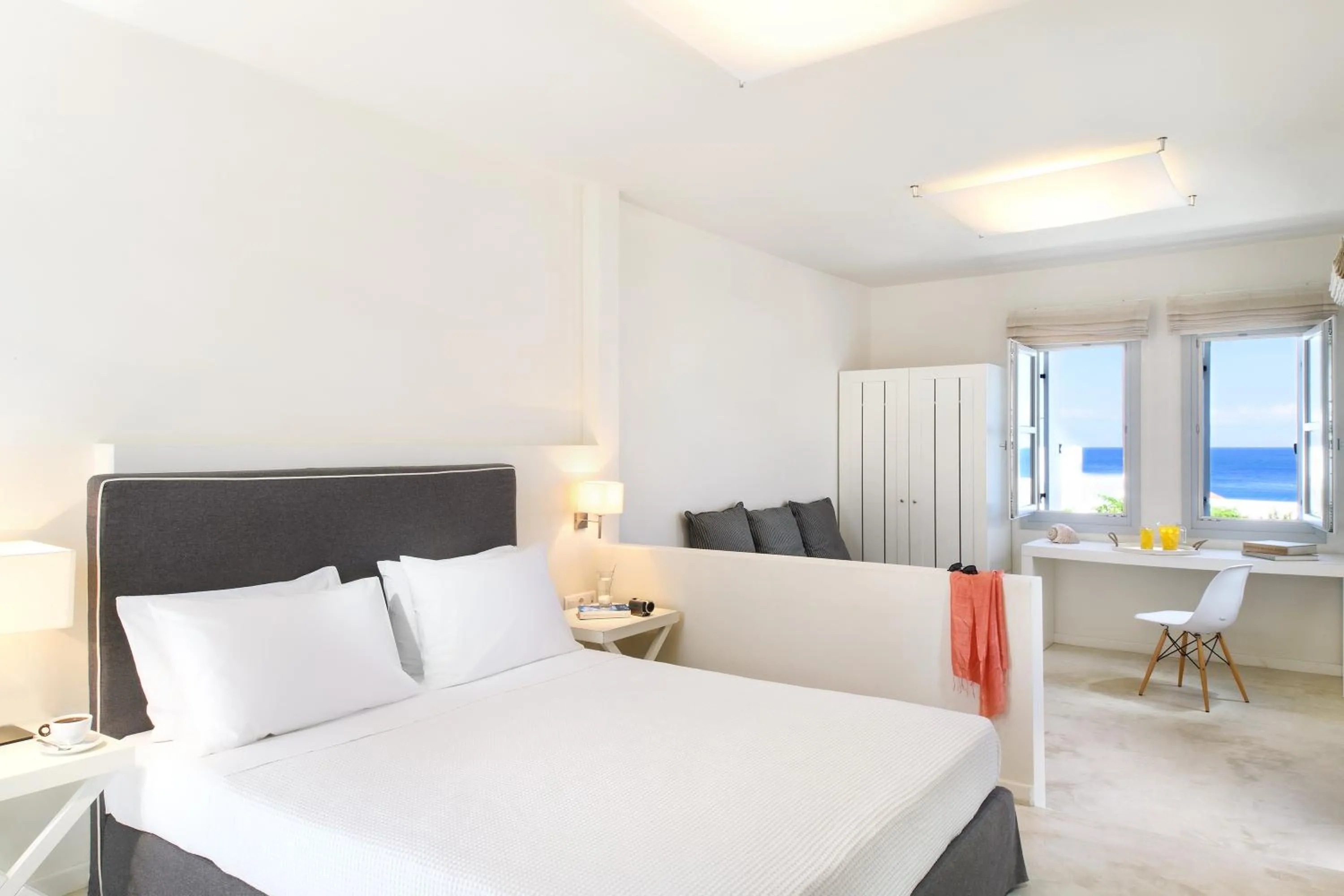 Bed in Skyros Ammos Hotel