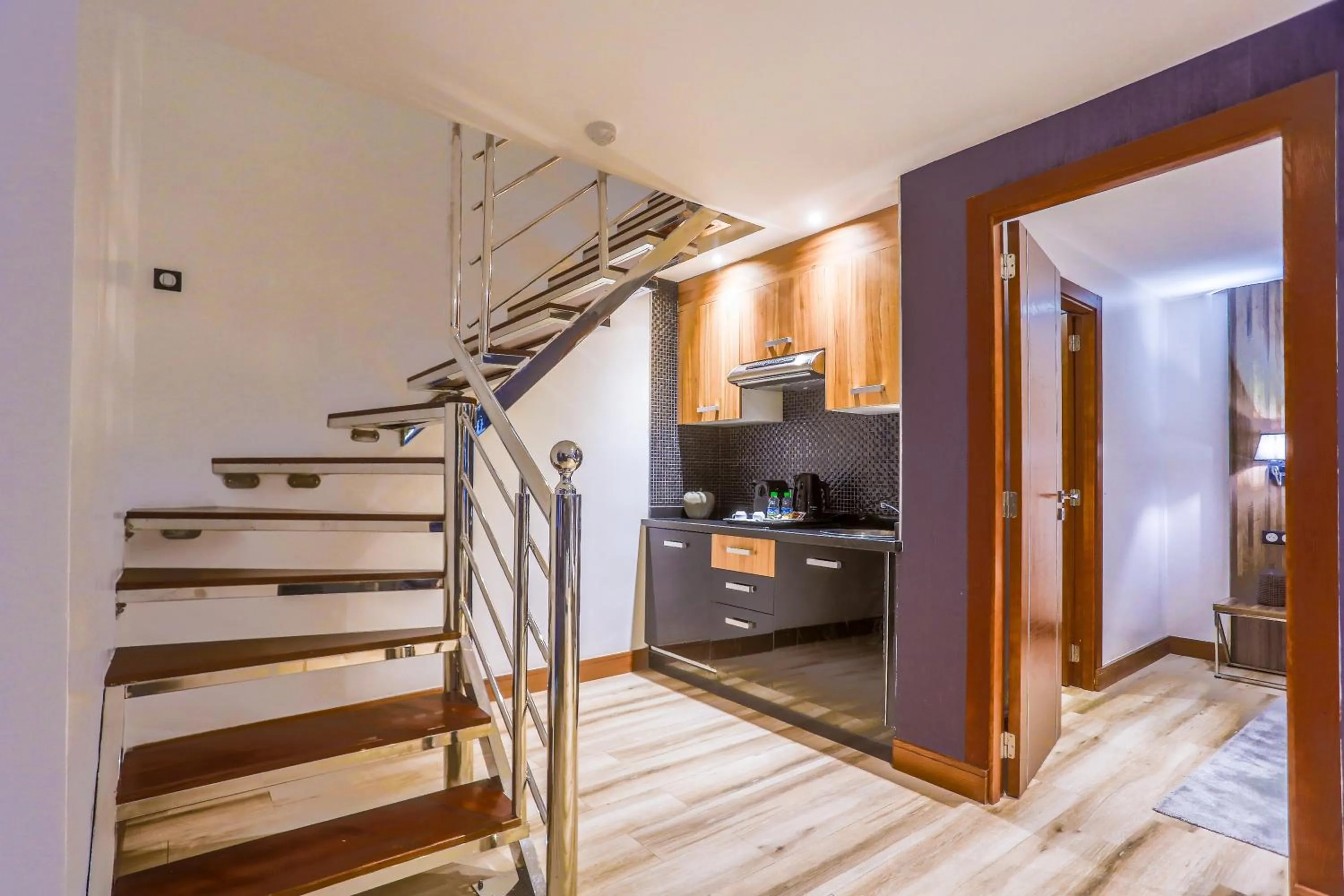 Kitchen or kitchenette in SBN Suite Hôtel