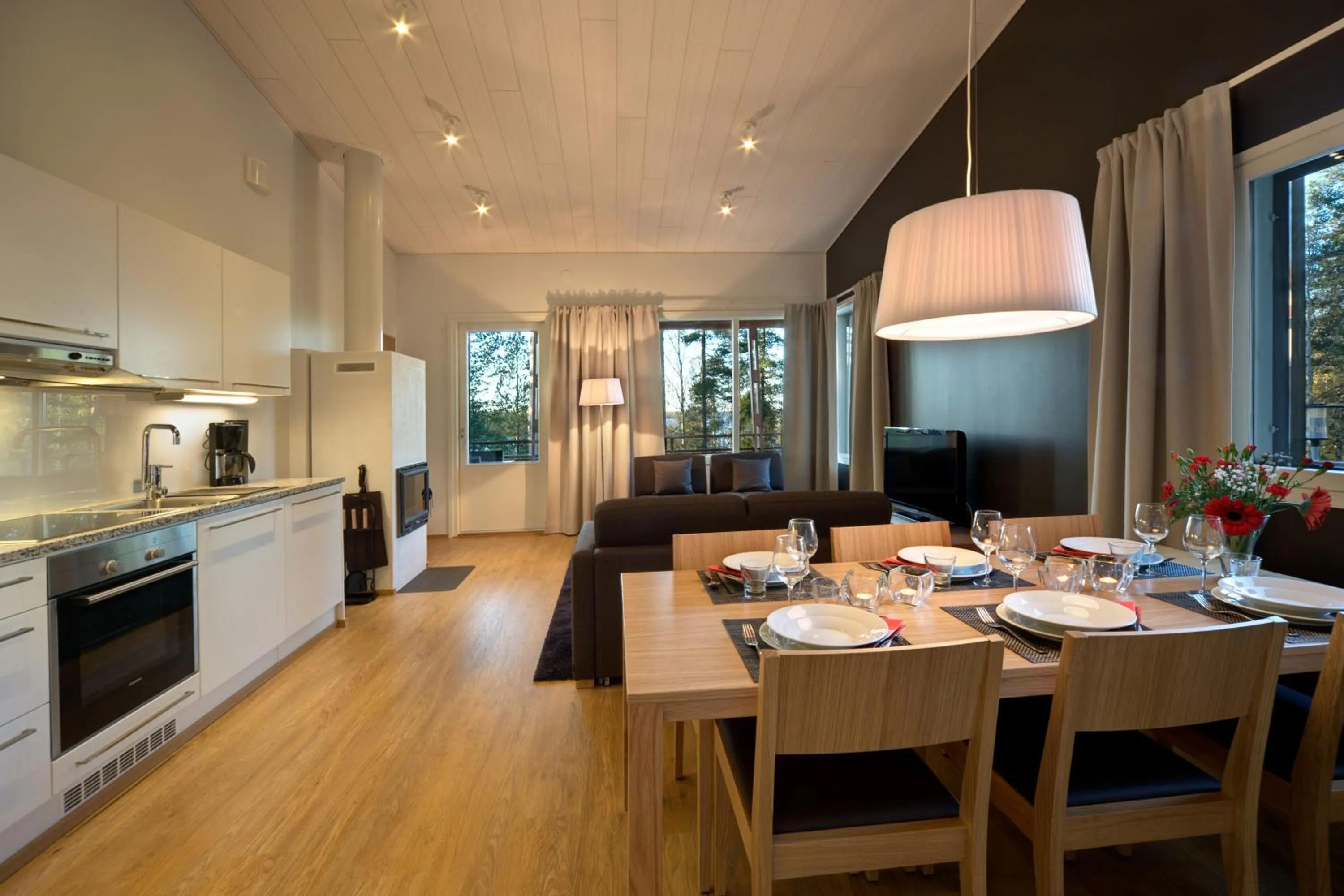 Kitchen or kitchenette in Imatran Kylpylä Spa Apartments