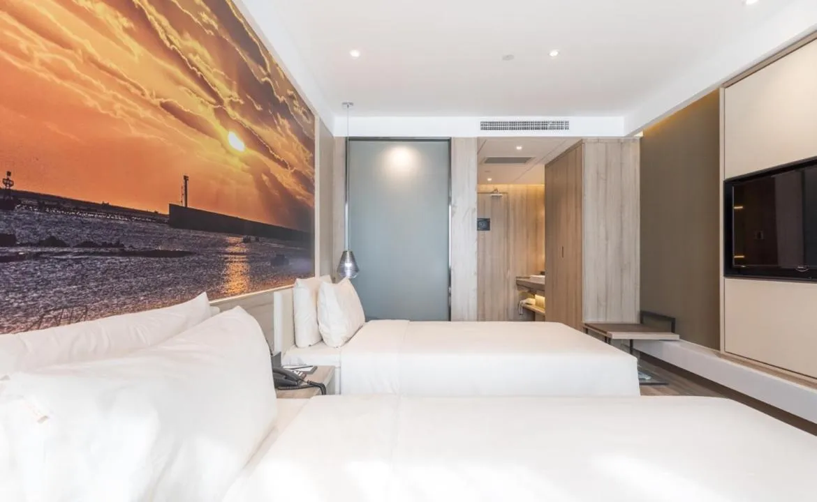 Bed in Atour Hotel Weihai City Center