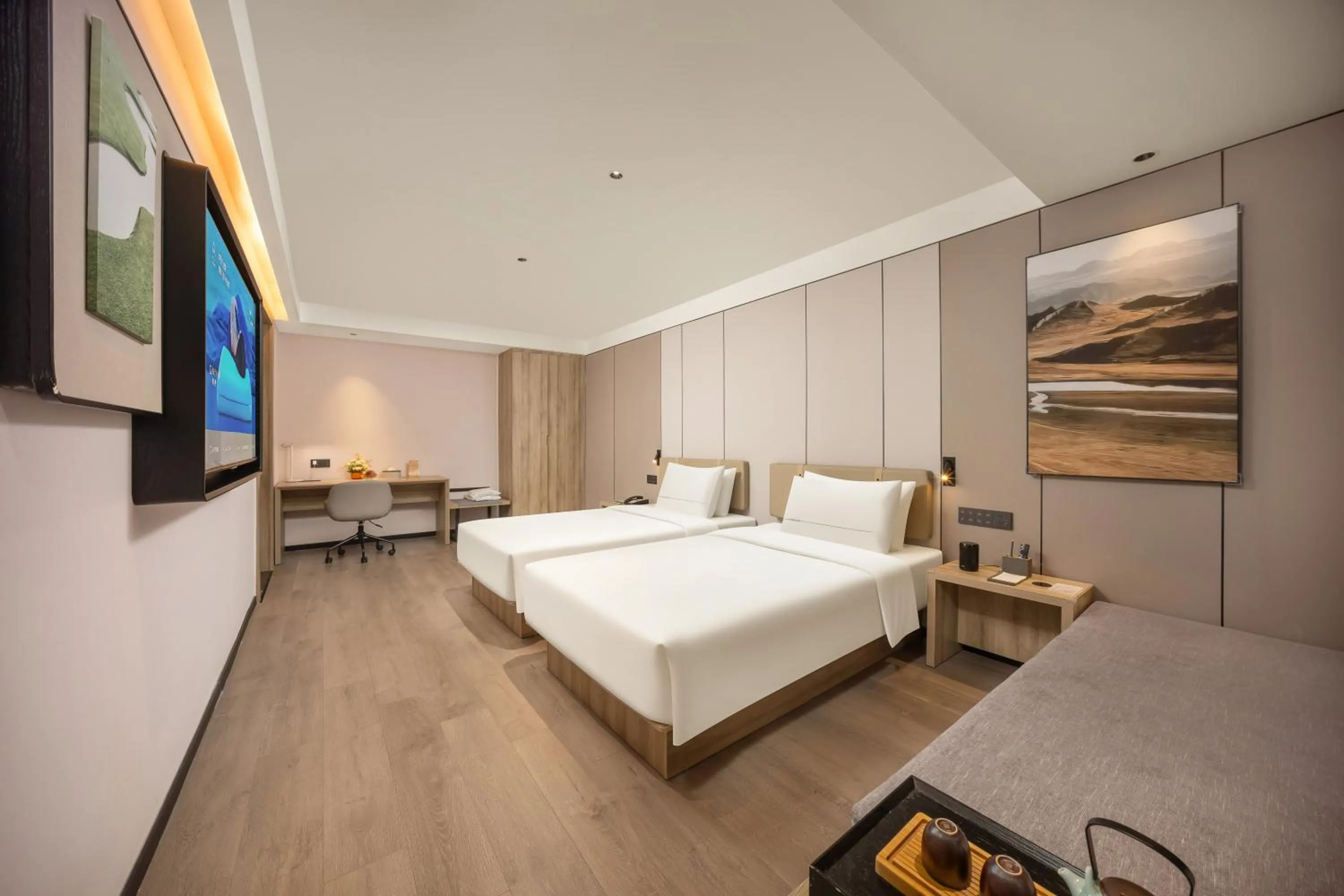 Bed in Atour Hotel Weihai City Center