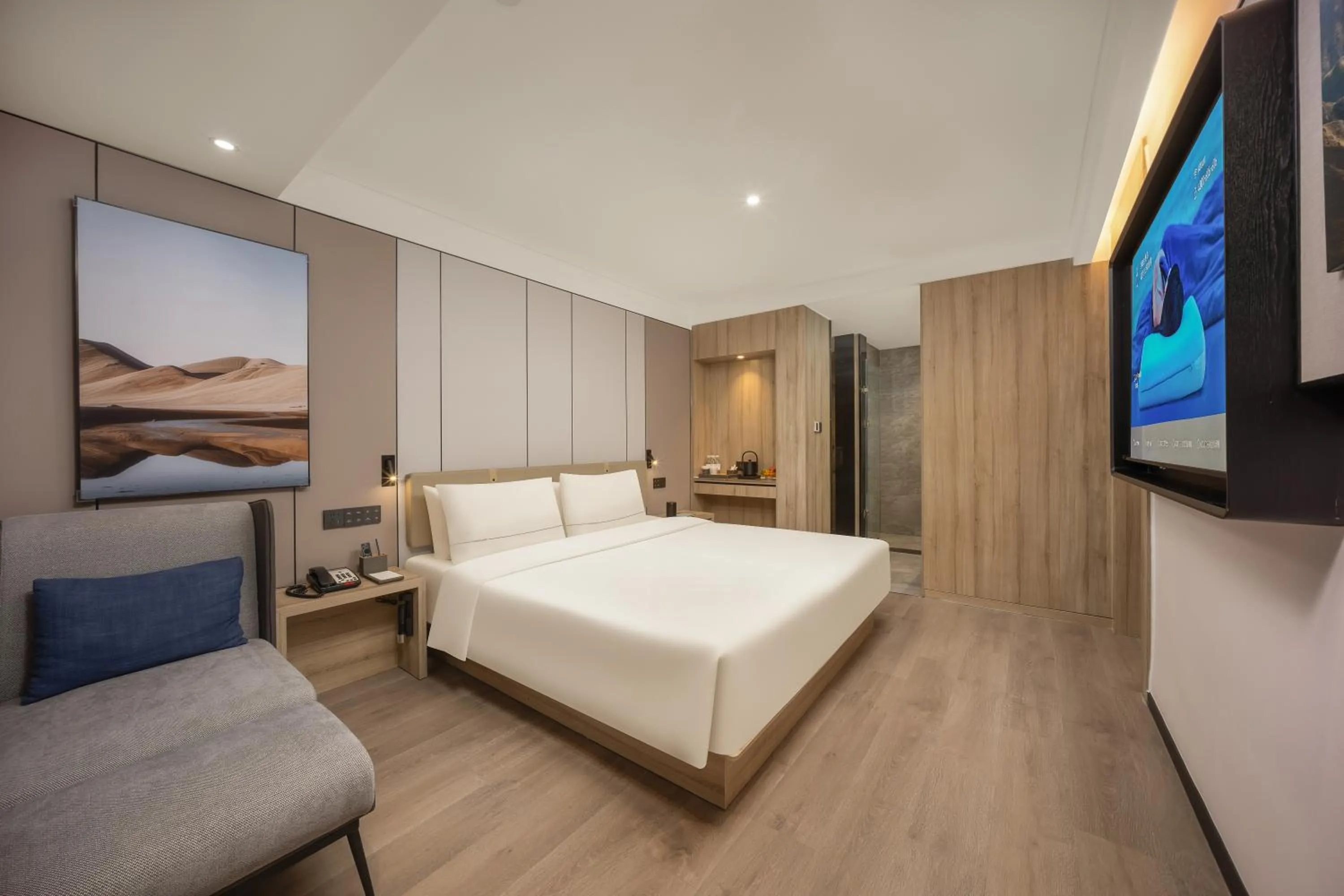 Bed in Atour Hotel Weihai City Center