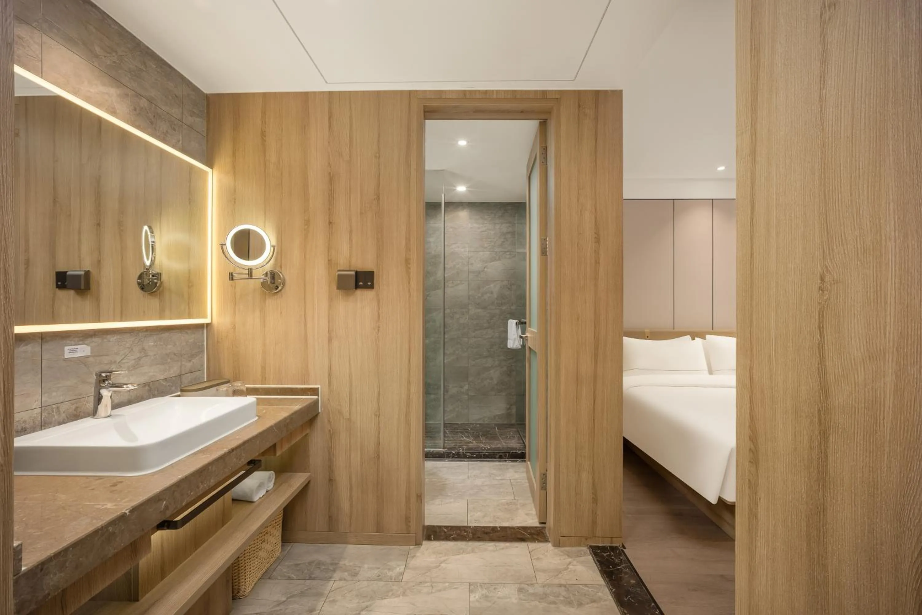 Bed in Atour Hotel Weihai City Center