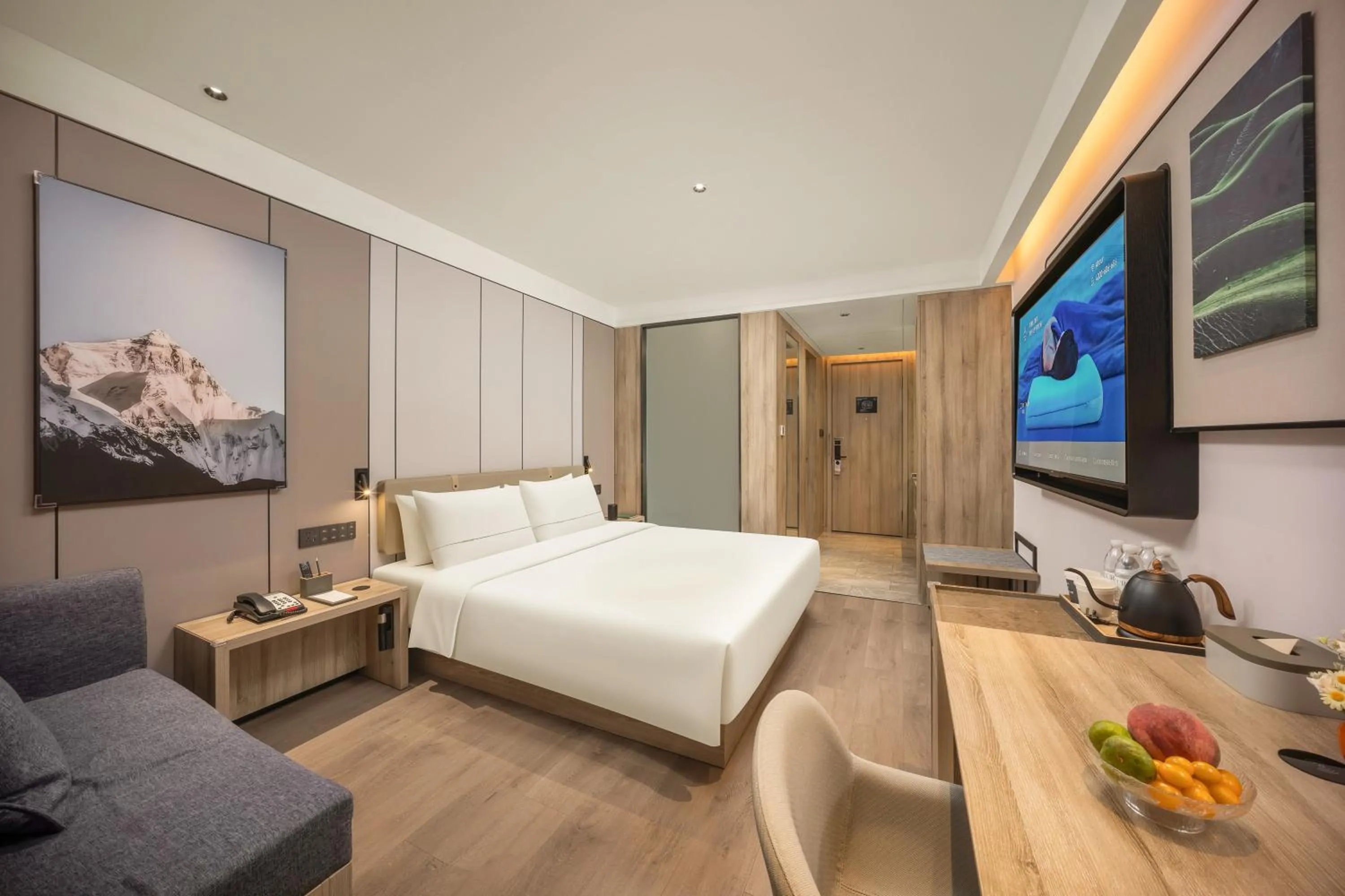 Bed in Atour Hotel Weihai City Center