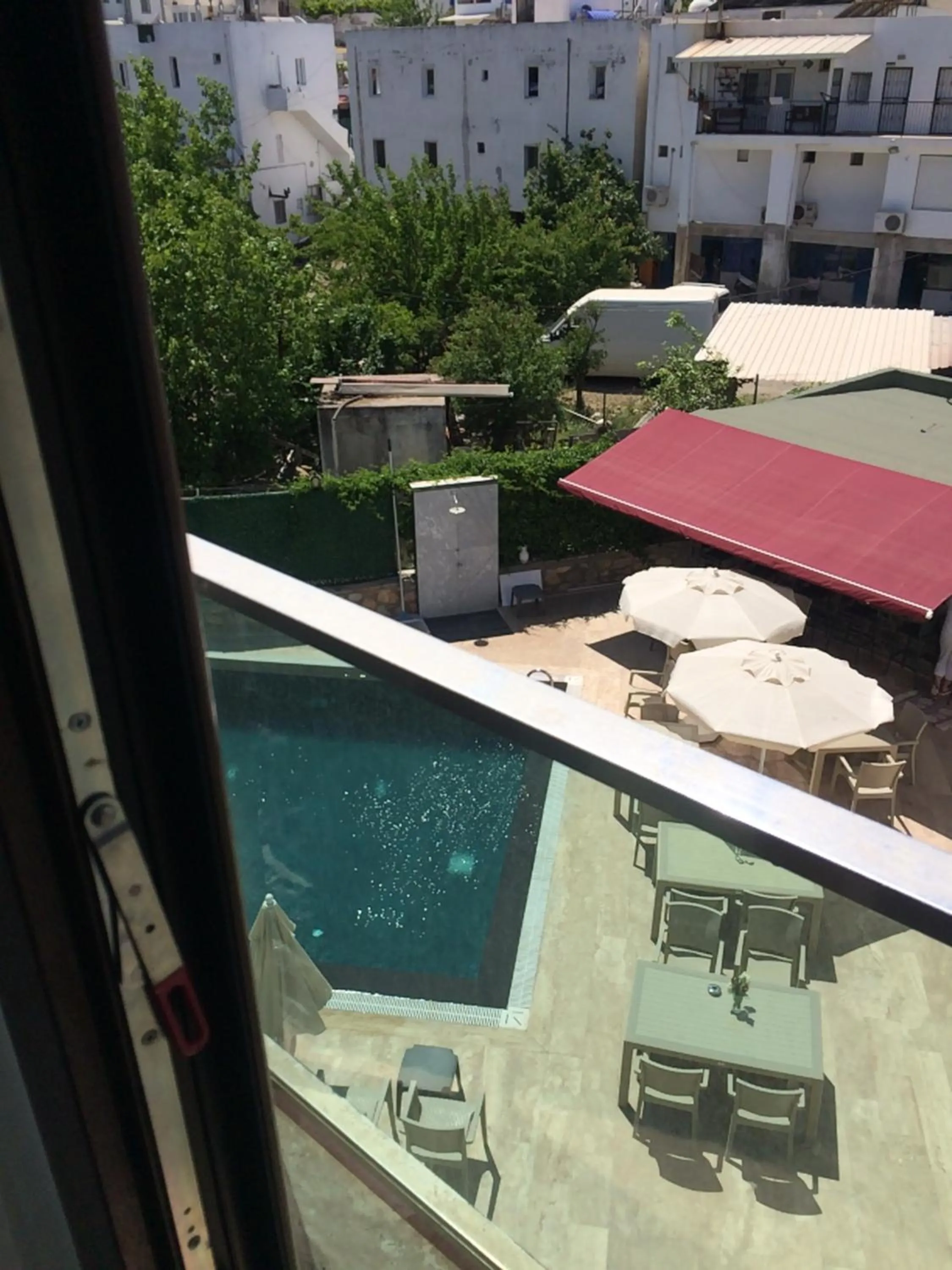 Pool view in Orya Aparts