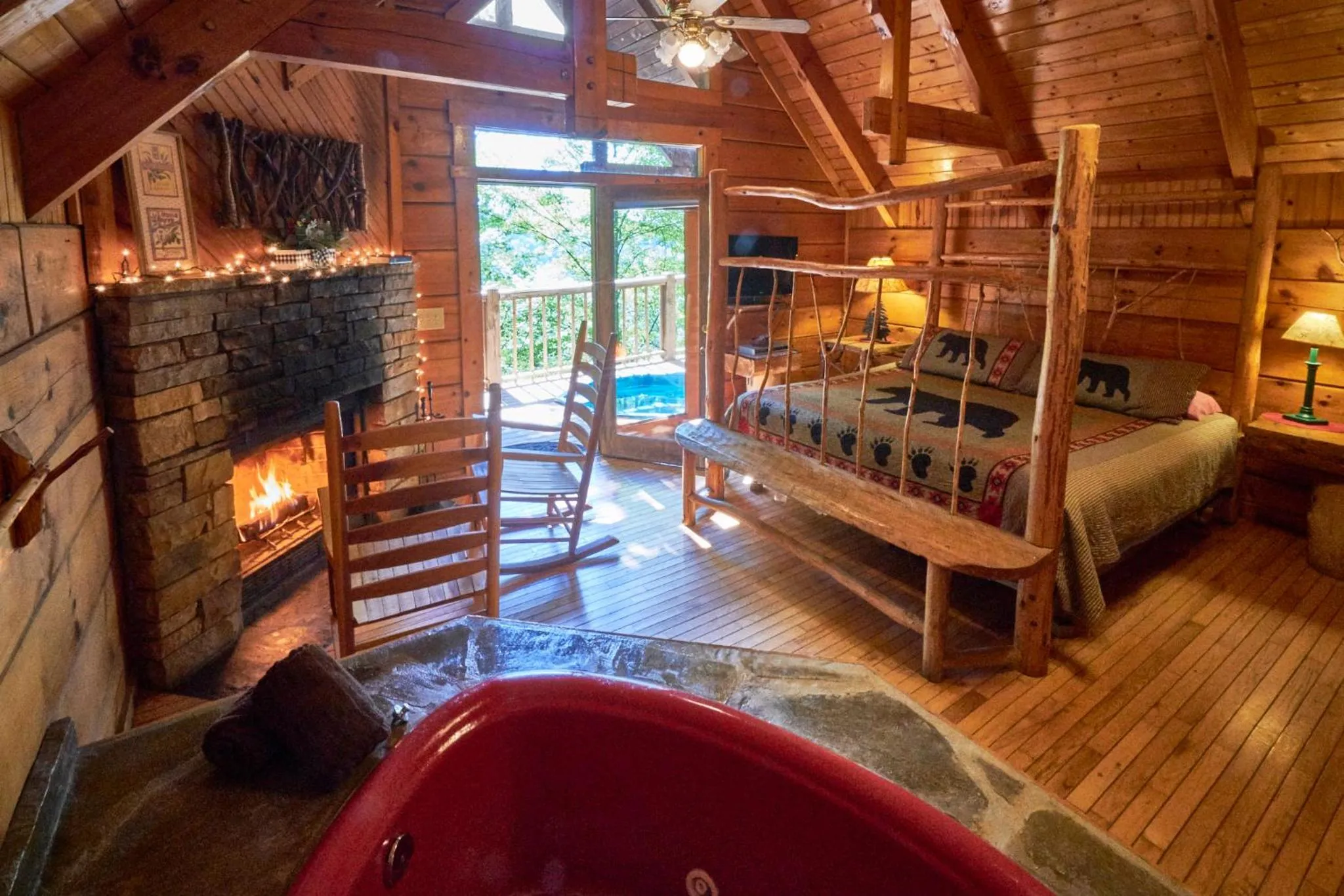 Bed in Gatlinburg Adventure Cabins