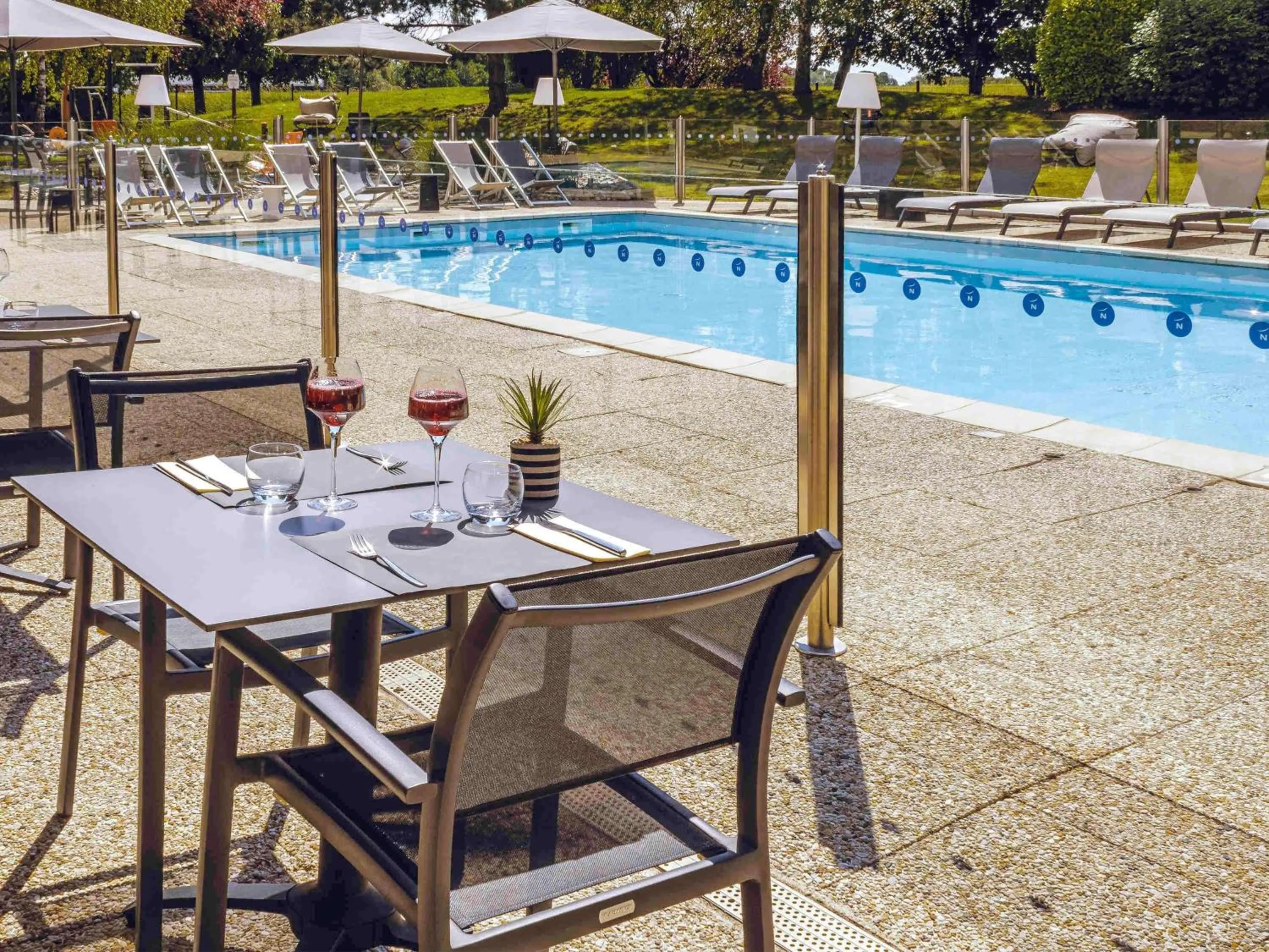 Pool view in Novotel Beaune