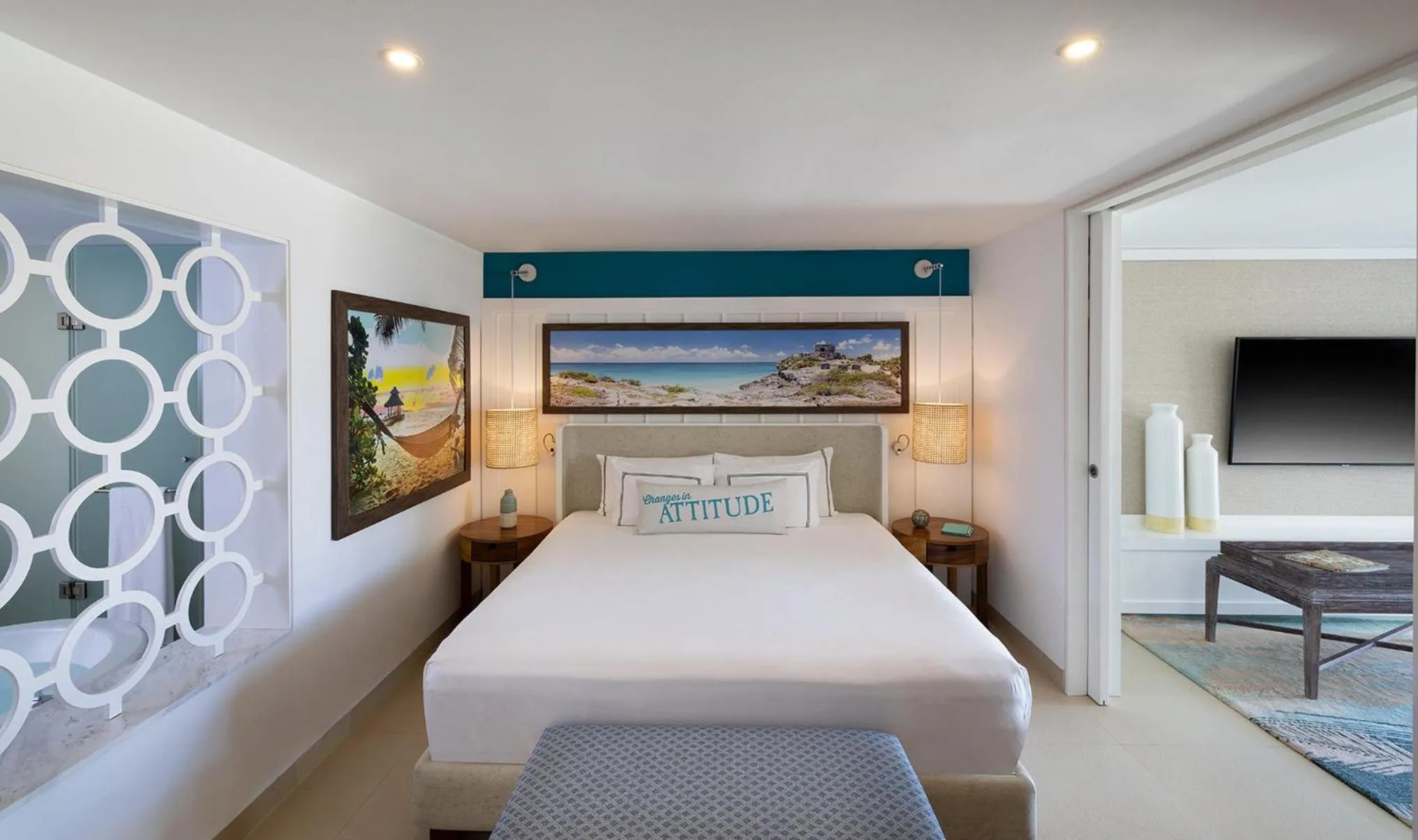 Bedroom, Bed in Margaritaville Island Reserve Riviera Cancún - A Karisma All-Inclusive Experience for All