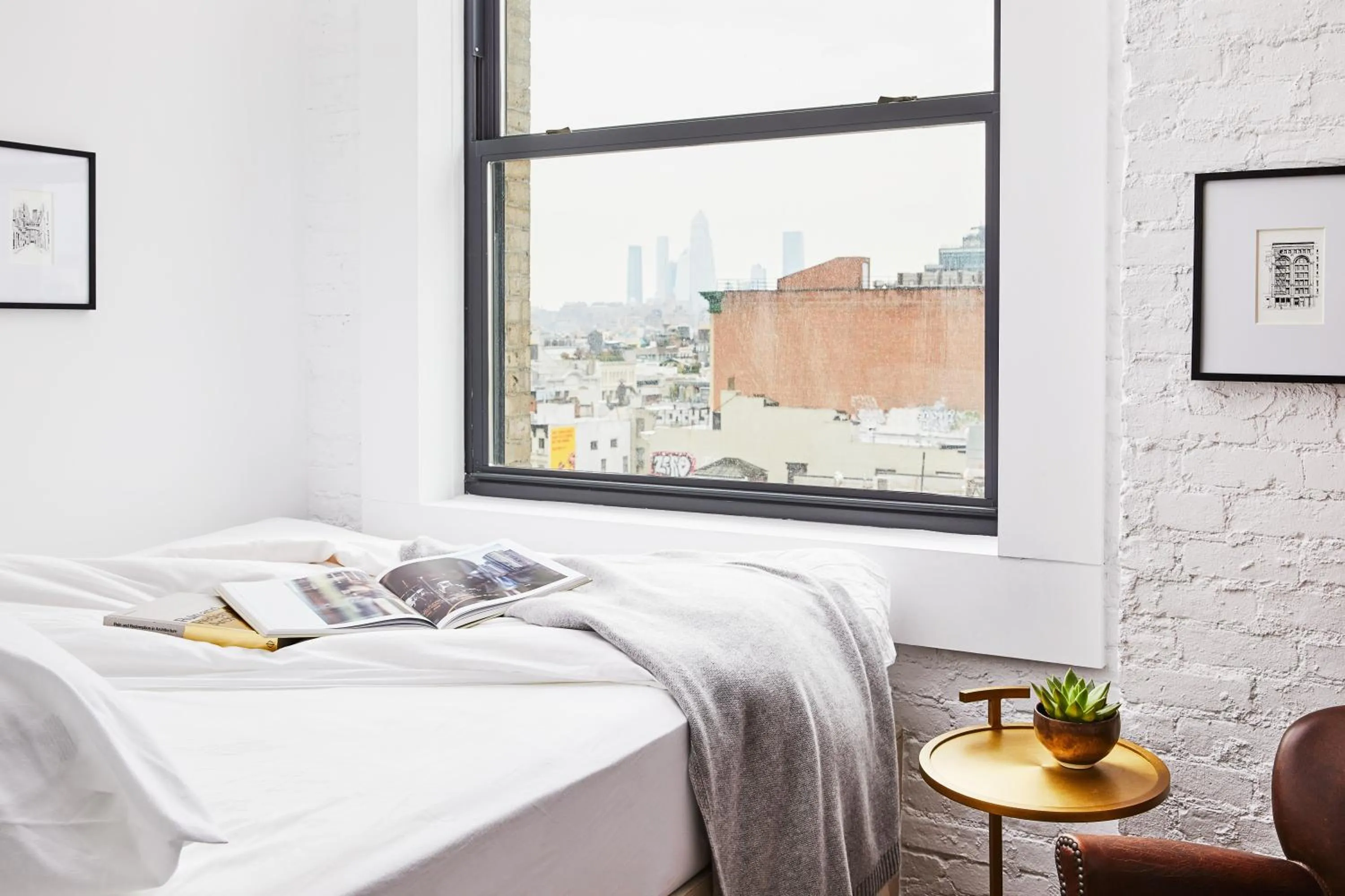 Decorative detail, Bed in Walker Hotel Tribeca