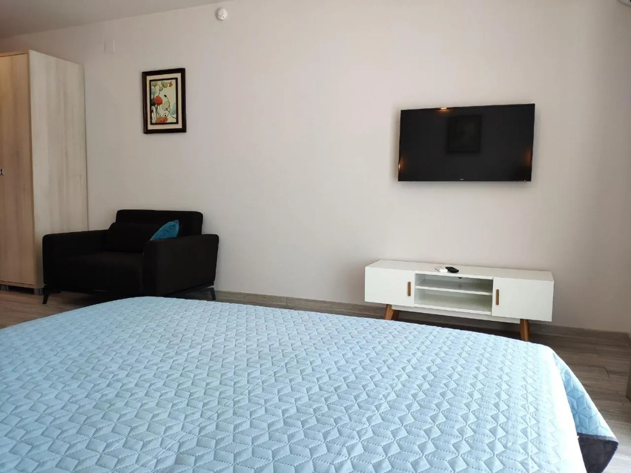 Photo of the whole room, Bed in Green Line