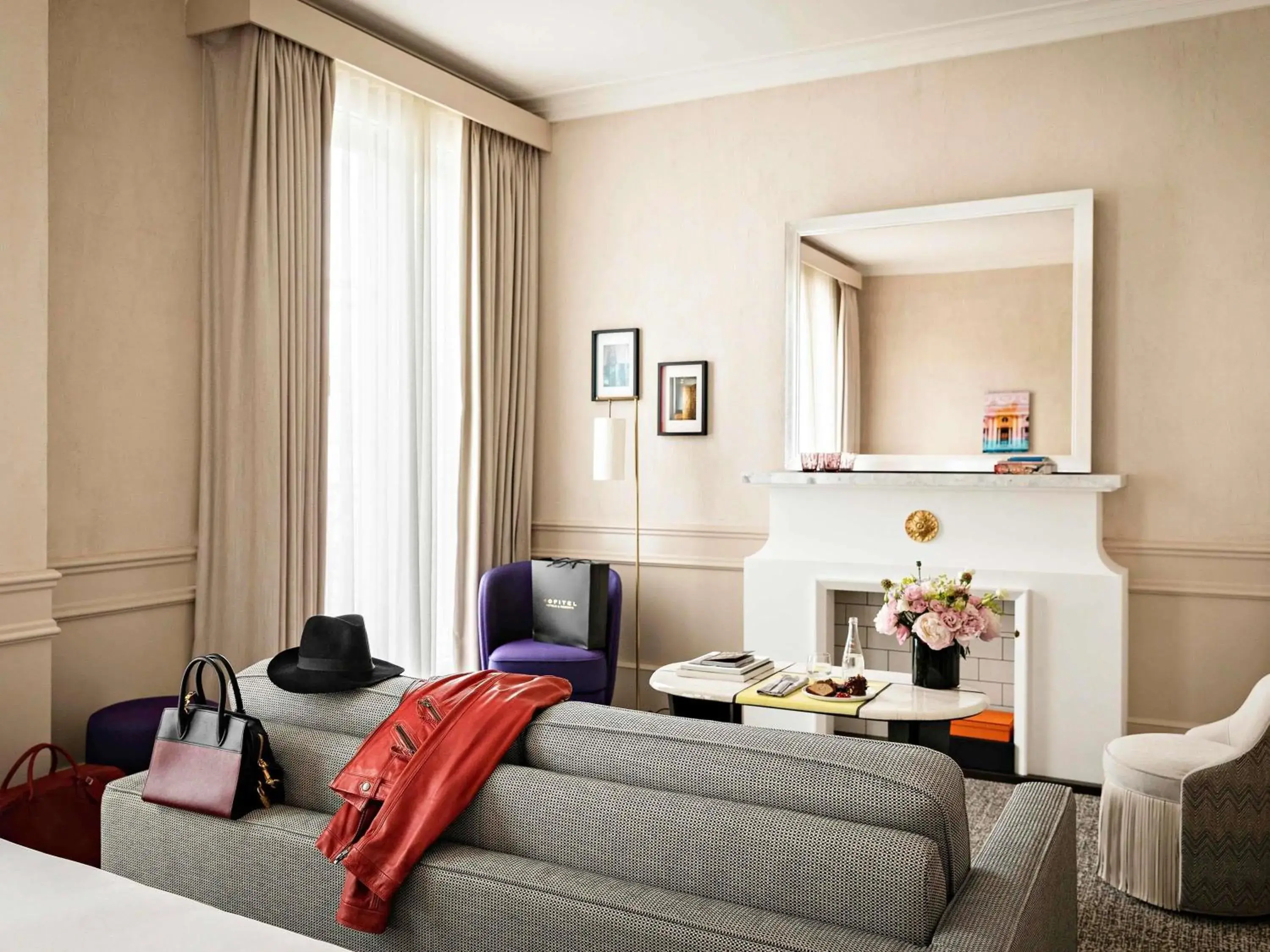 Junior King Suite with One King Bed/One Sofa Bed and Living Room - Courtyard or Rue Scribe View in Sofitel Le Scribe Paris Opera Junior King Suite with One King Bed/One Sofa Bed and Living Room - Courtyard or Rue Scribe View in Sofitel Le Scribe Paris Opera