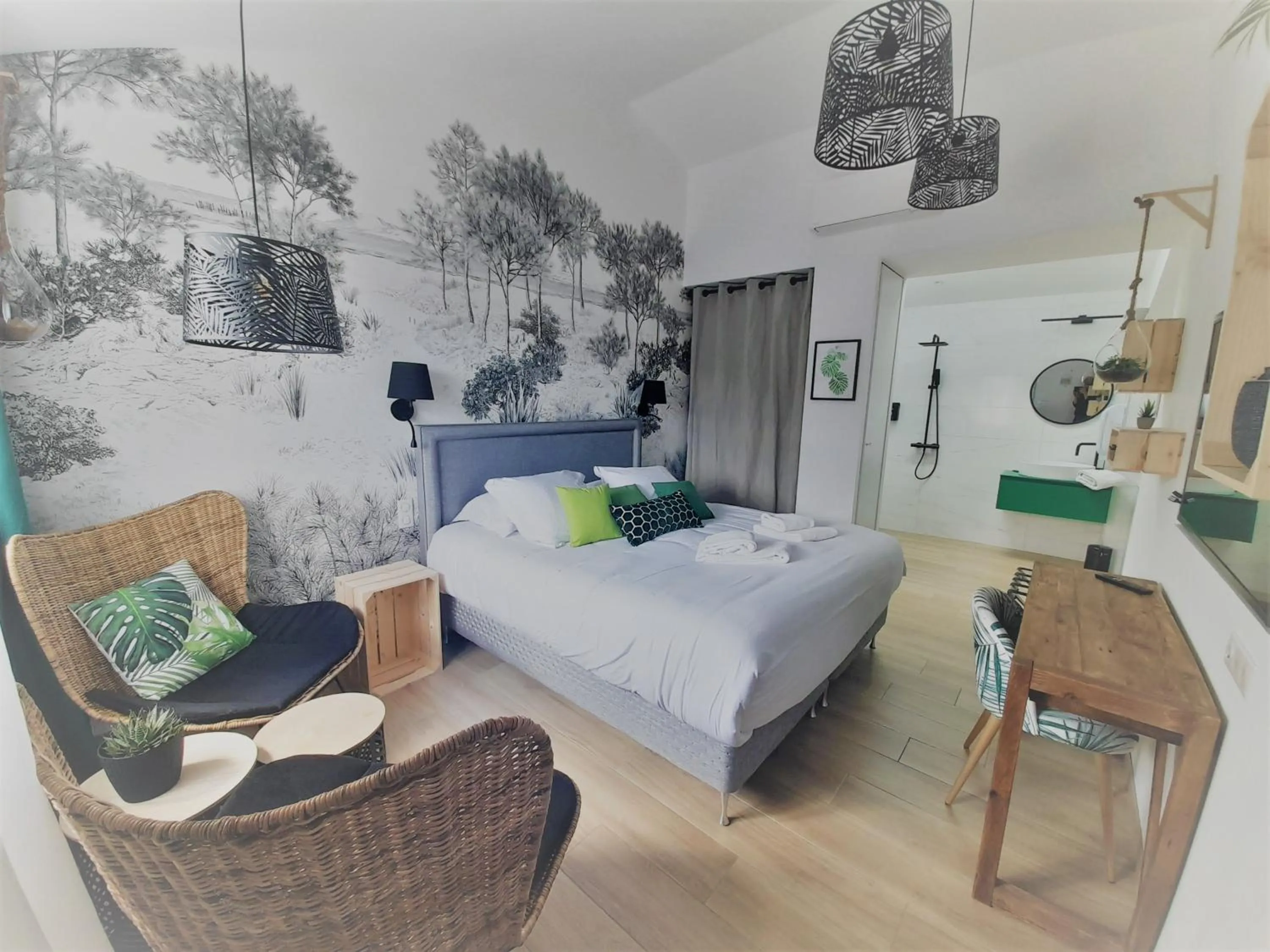 Bed in Logis Hôtel La Chaize