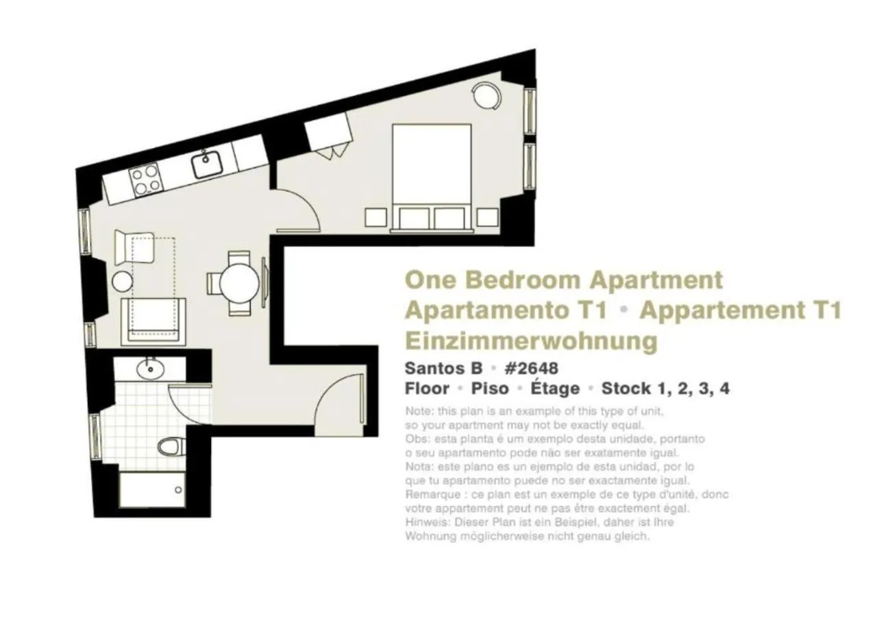 Floor plan in Lisbon Serviced Apartments - Santos