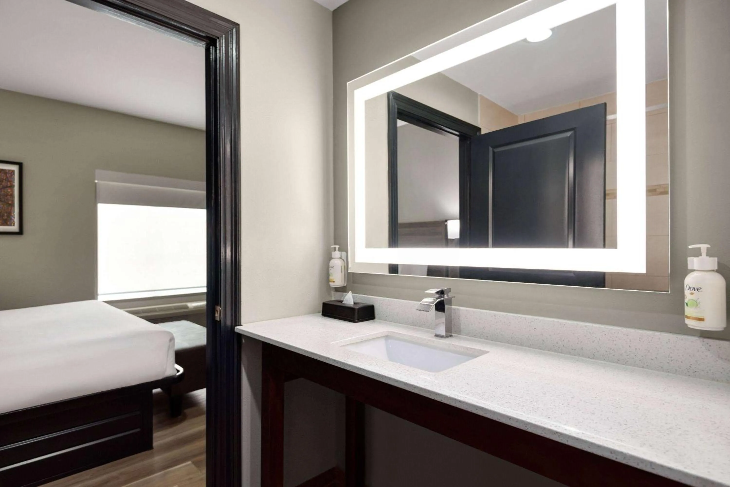 Bathroom, Bed in La Quinta by Wyndham Gonzales LA