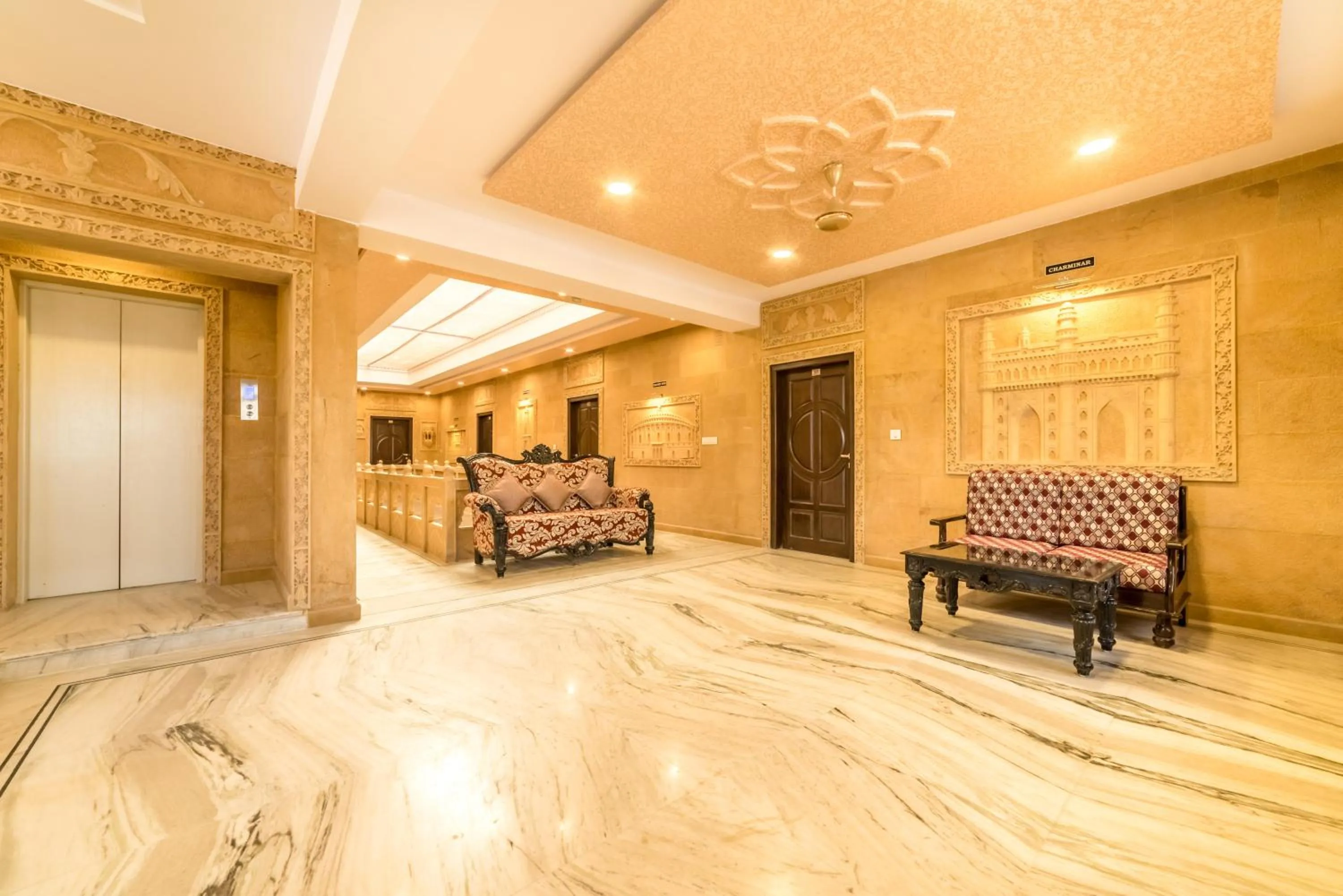 Seating area in Hotel Sky Plaza - Best ever view of Jaisalmer Fort