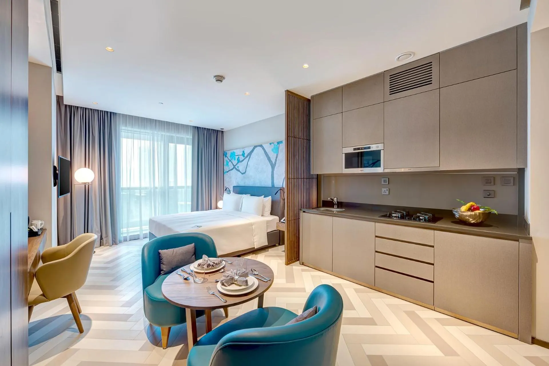 Kitchen or kitchenette, Bed in Millennium Place Barsha Heights Hotel Apartments
