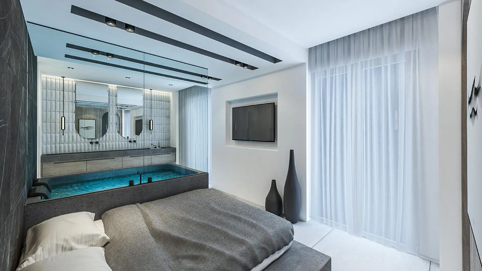 Bed in Hotel Papagalos