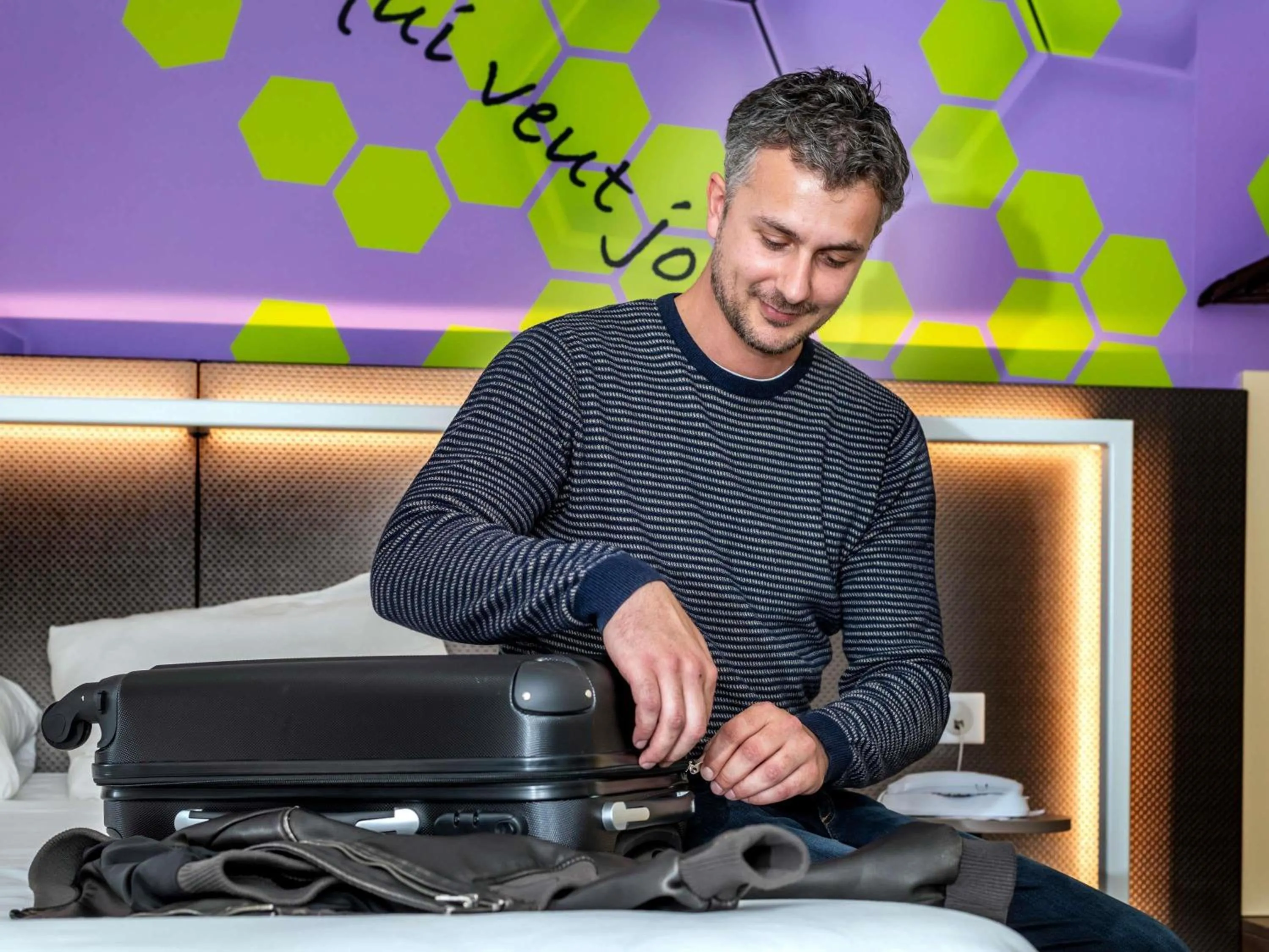 Bedroom in ibis Styles Strasbourg Stade de la Meinau