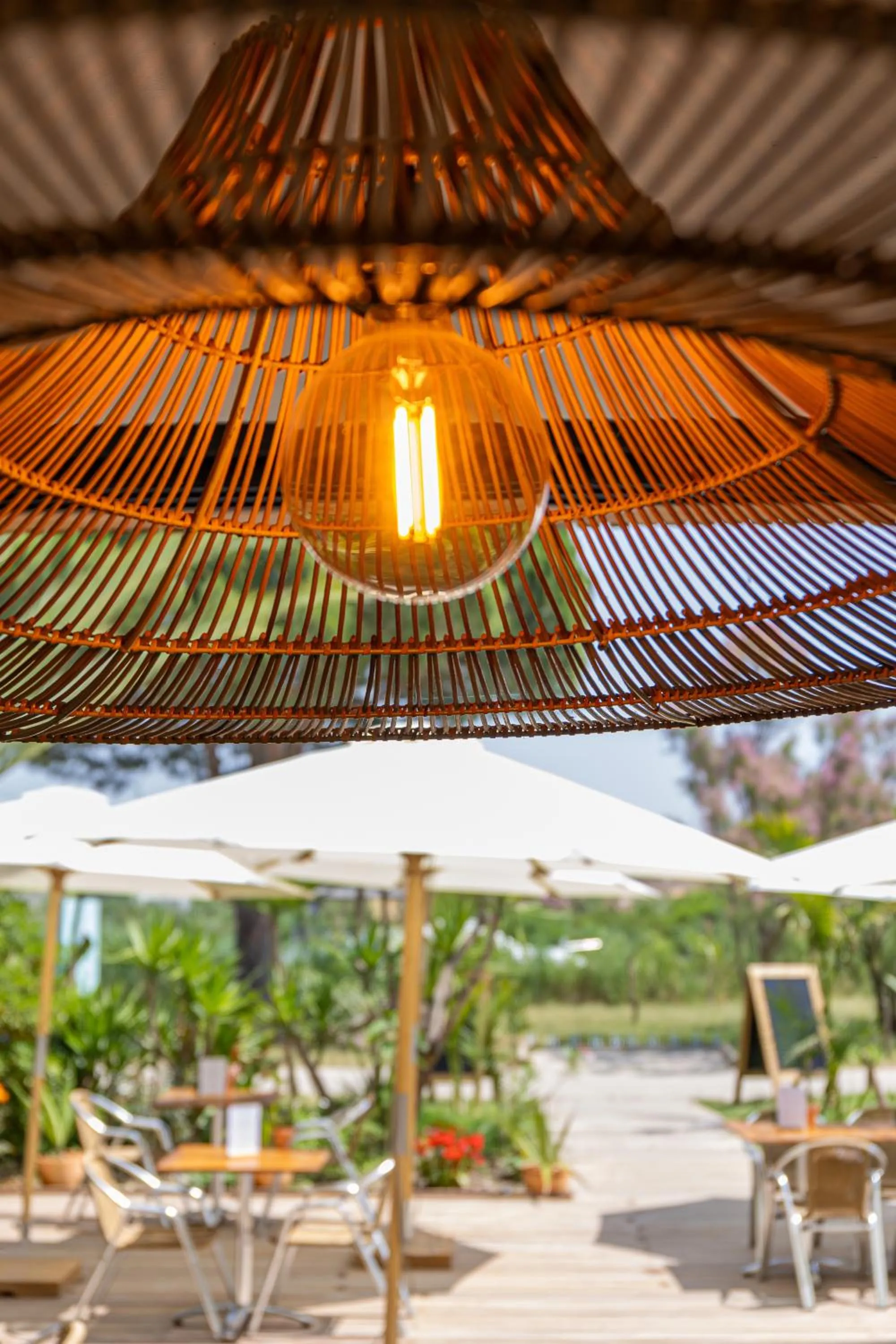 Patio in Hôtel les jardins du canal - piscine chauffée - solaire eco responsable - parking - garage - bornes électriques - accueil vélos - kids friendly