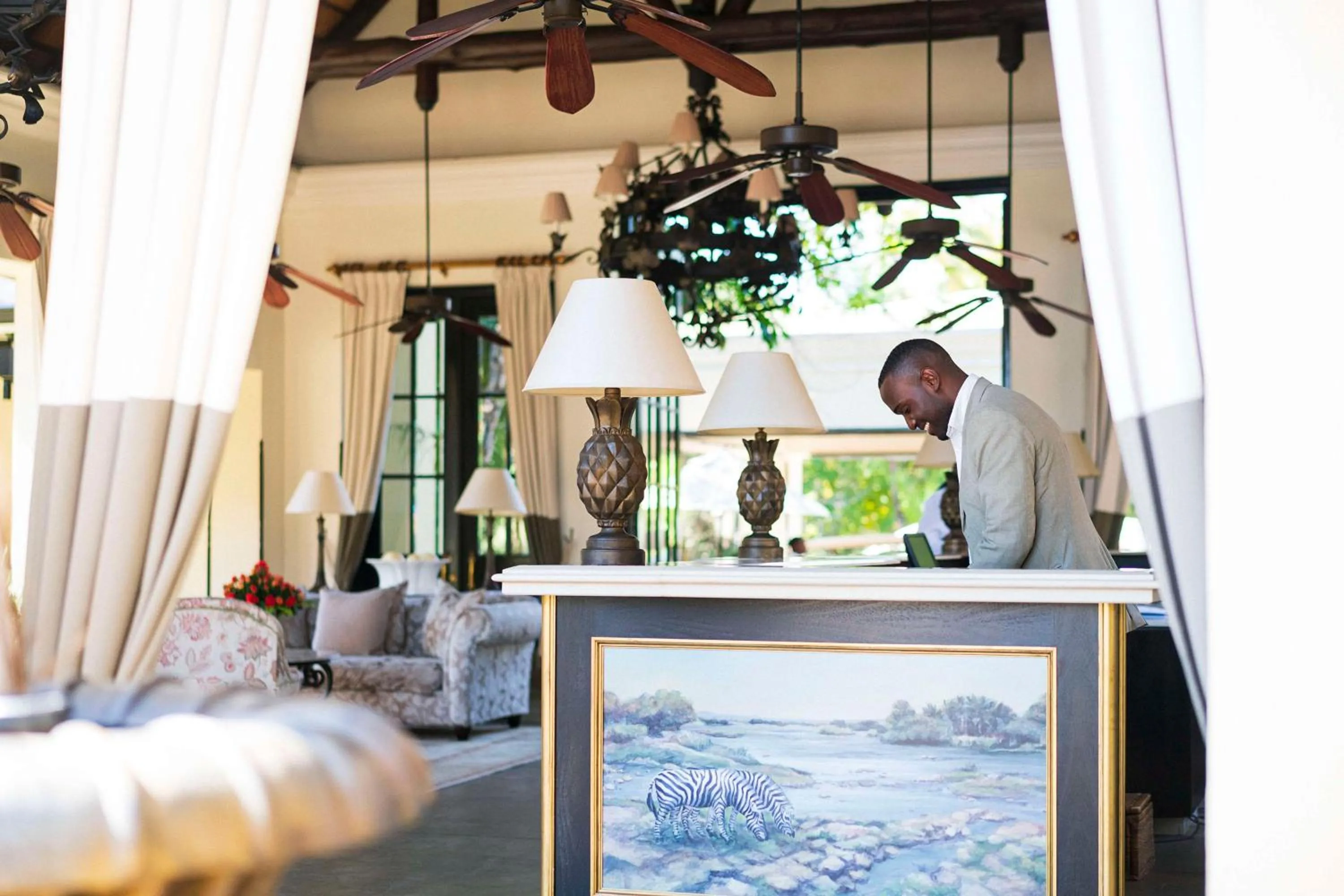 Lobby or reception in Royal Livingstone Hotel by Anantara