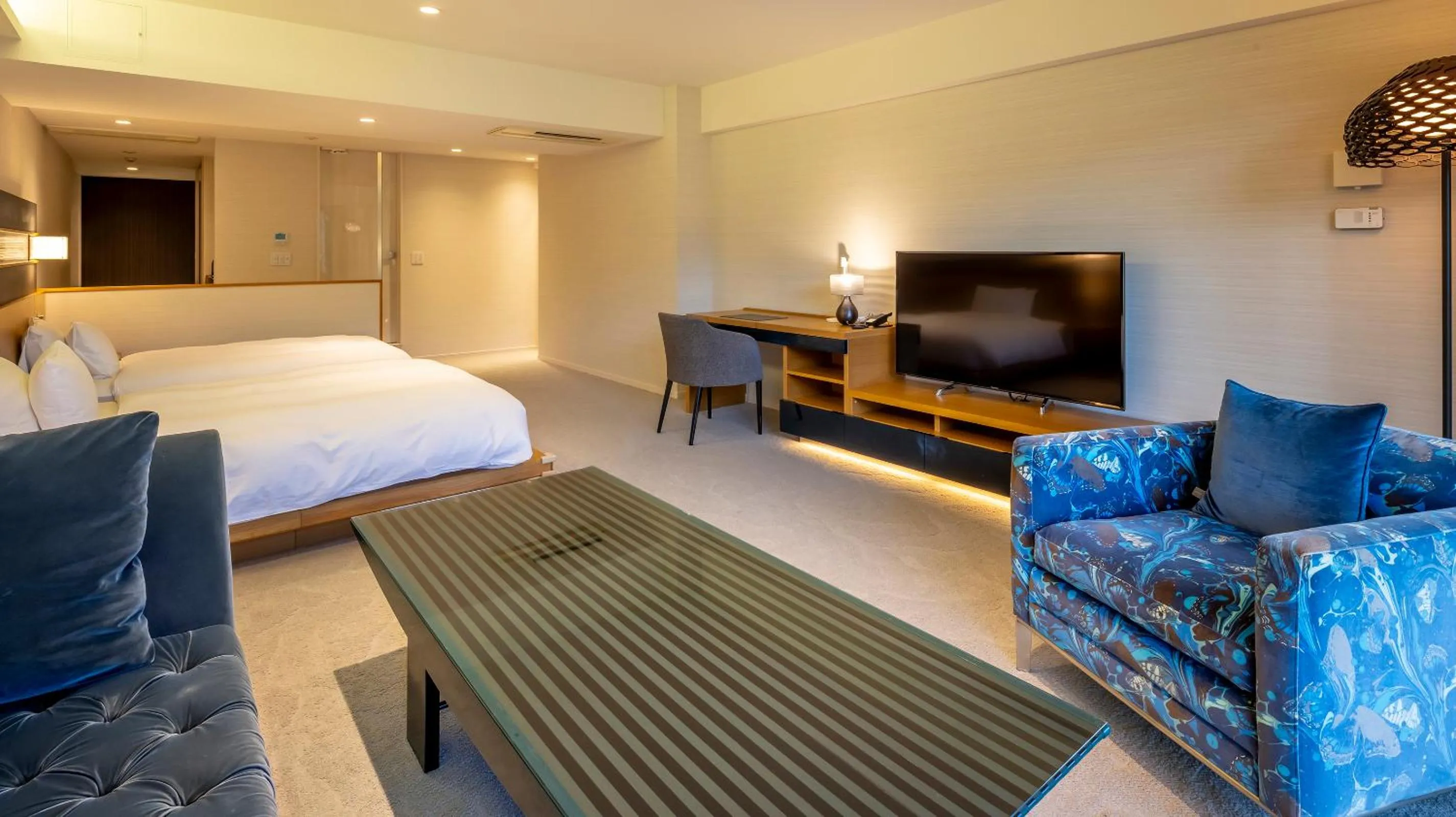 Living room, Bed in Riverte Kyoto Kamogawa