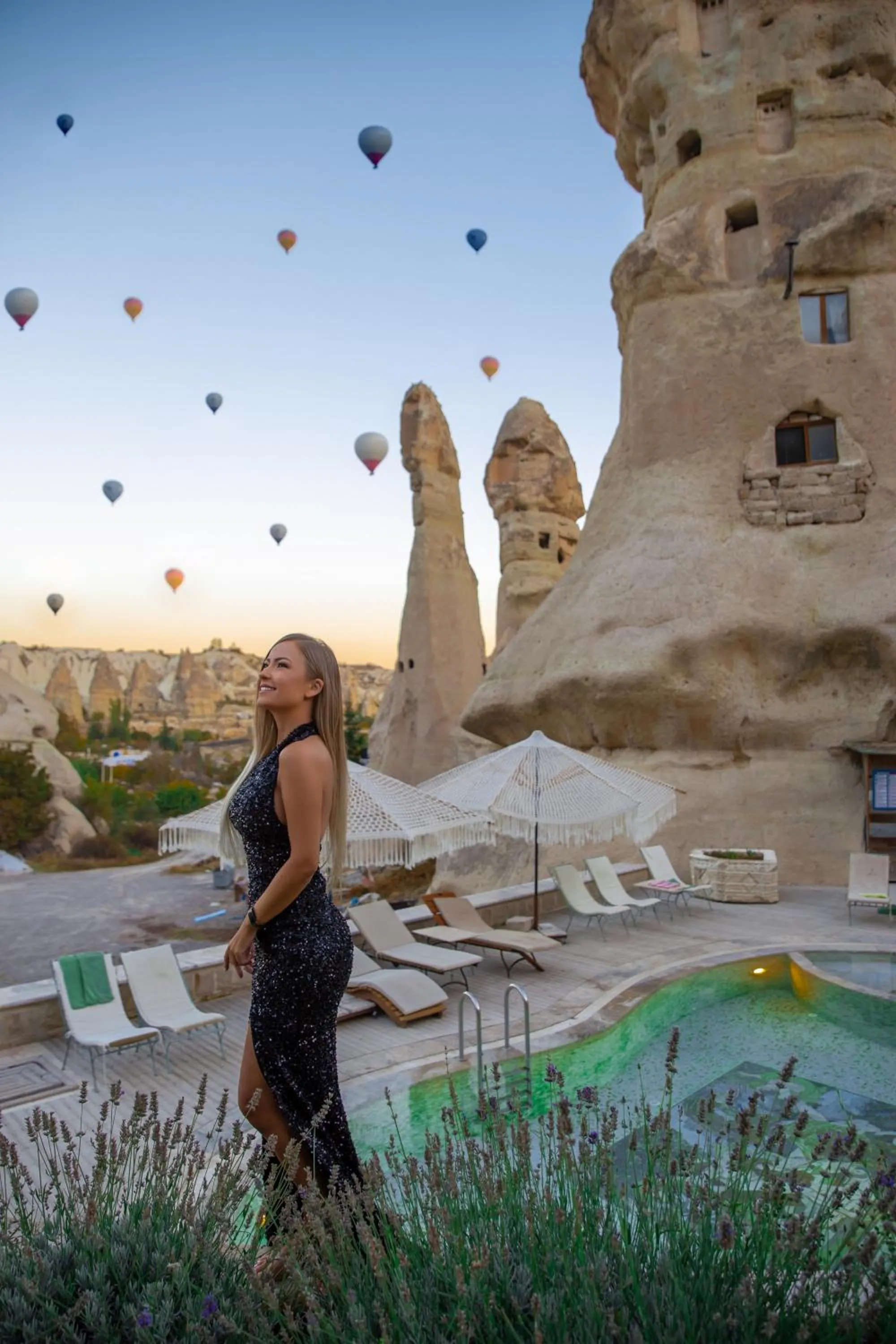 Pool view in Aza Cave Cappadocia Adult Hotel