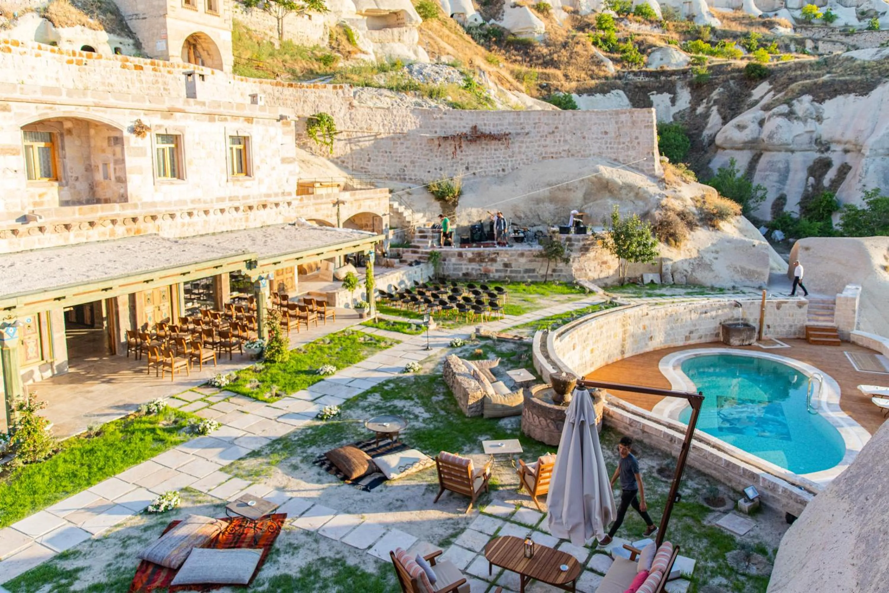 Pool view in Aza Cave Cappadocia Adult Hotel