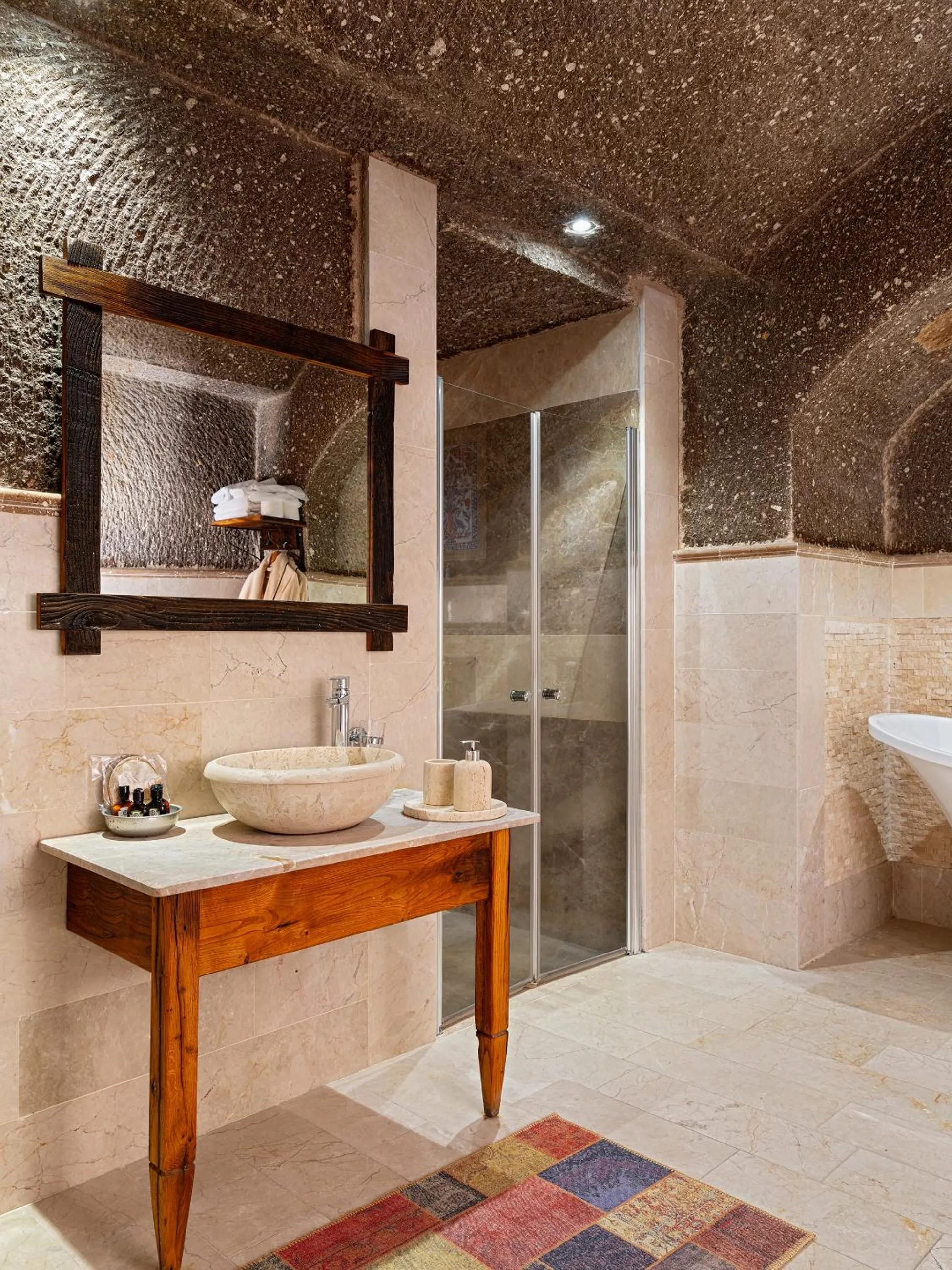 Bathroom, Bed in Aza Cave Cappadocia Adult Hotel