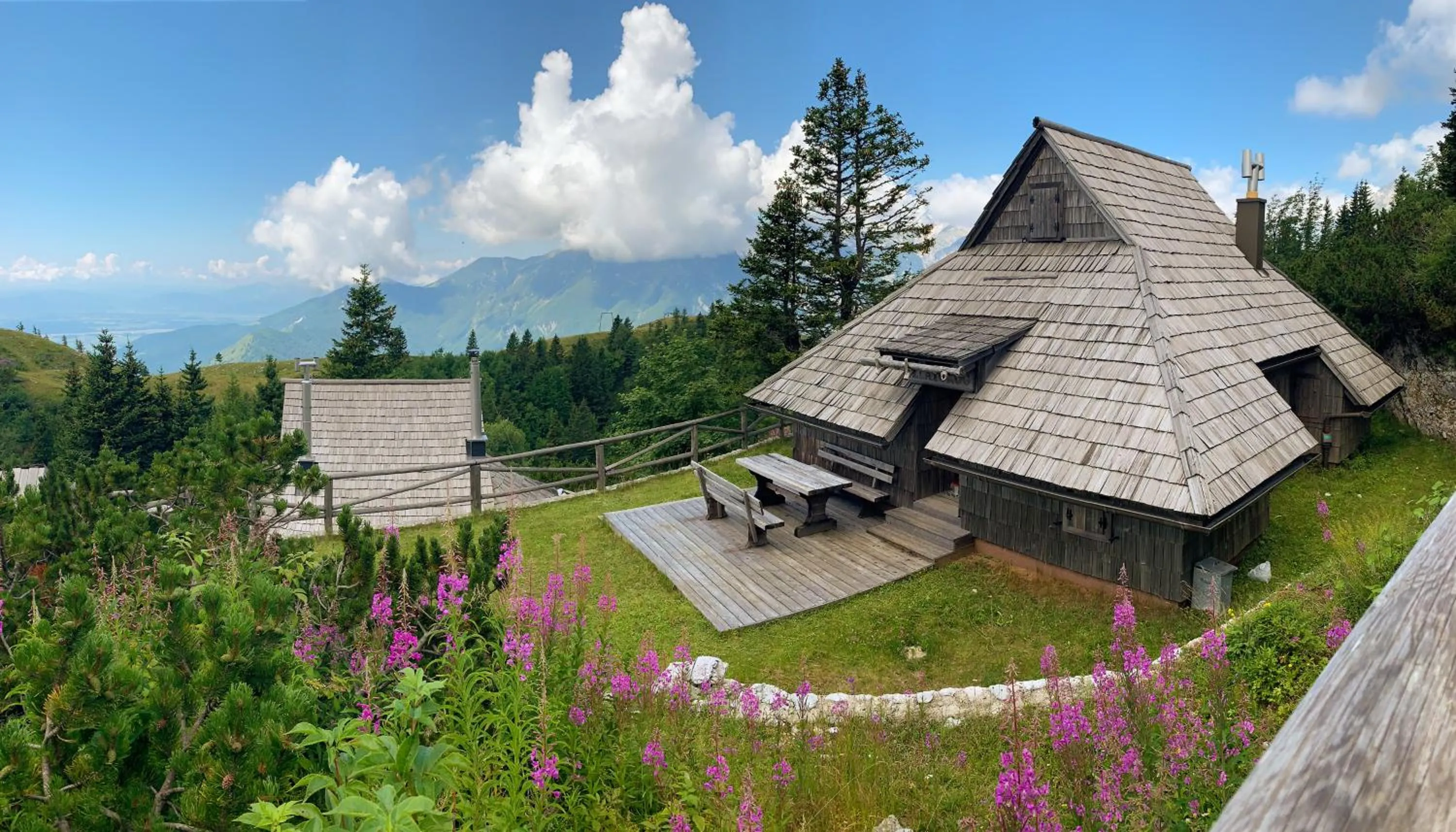 Garden view in Koča Zlatorog - Velika planina