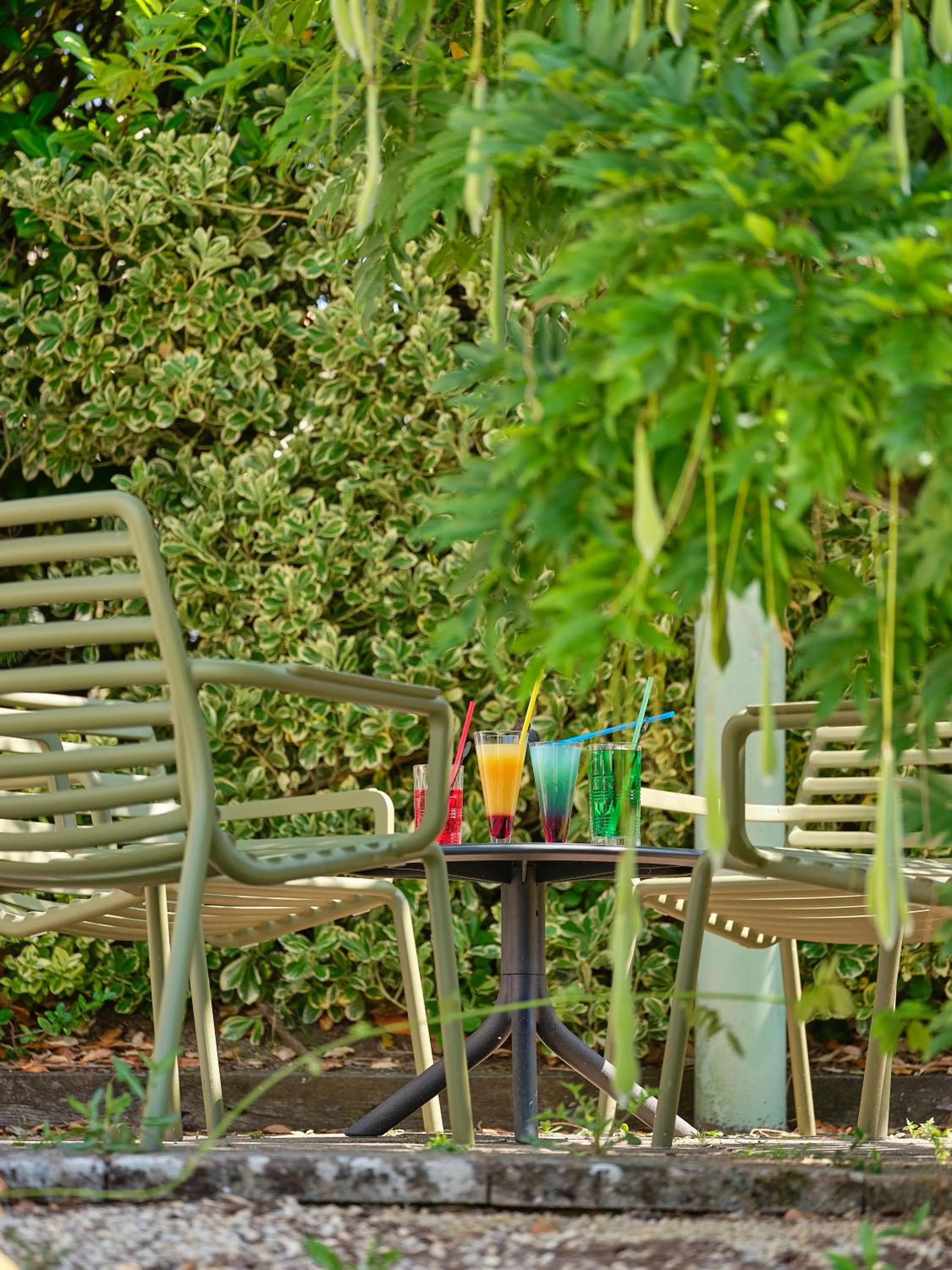 Patio in Logis Hôtel Restaurant Aloe