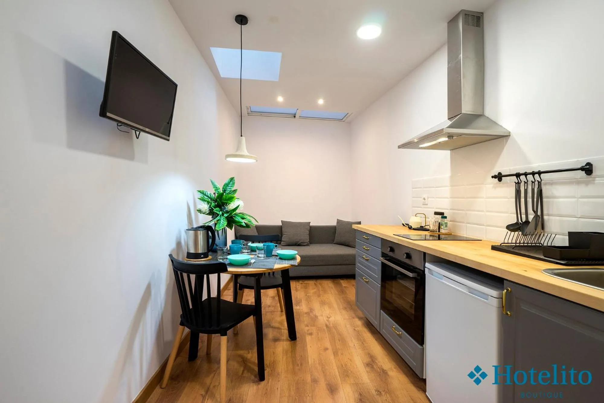 Kitchen or kitchenette in Hotelito Boutique Badalona Mar