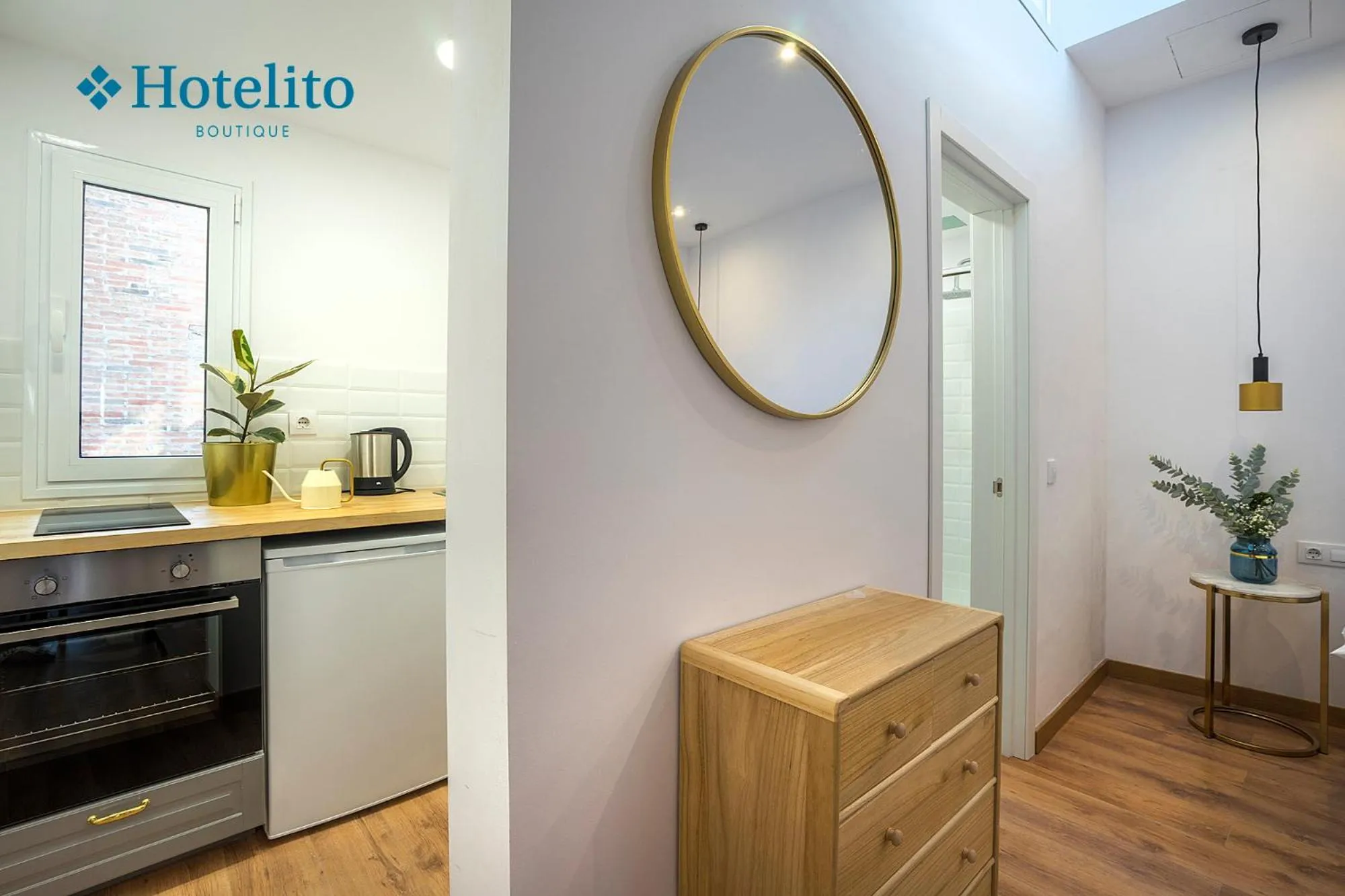 Kitchen or kitchenette in Hotelito Boutique Badalona Mar