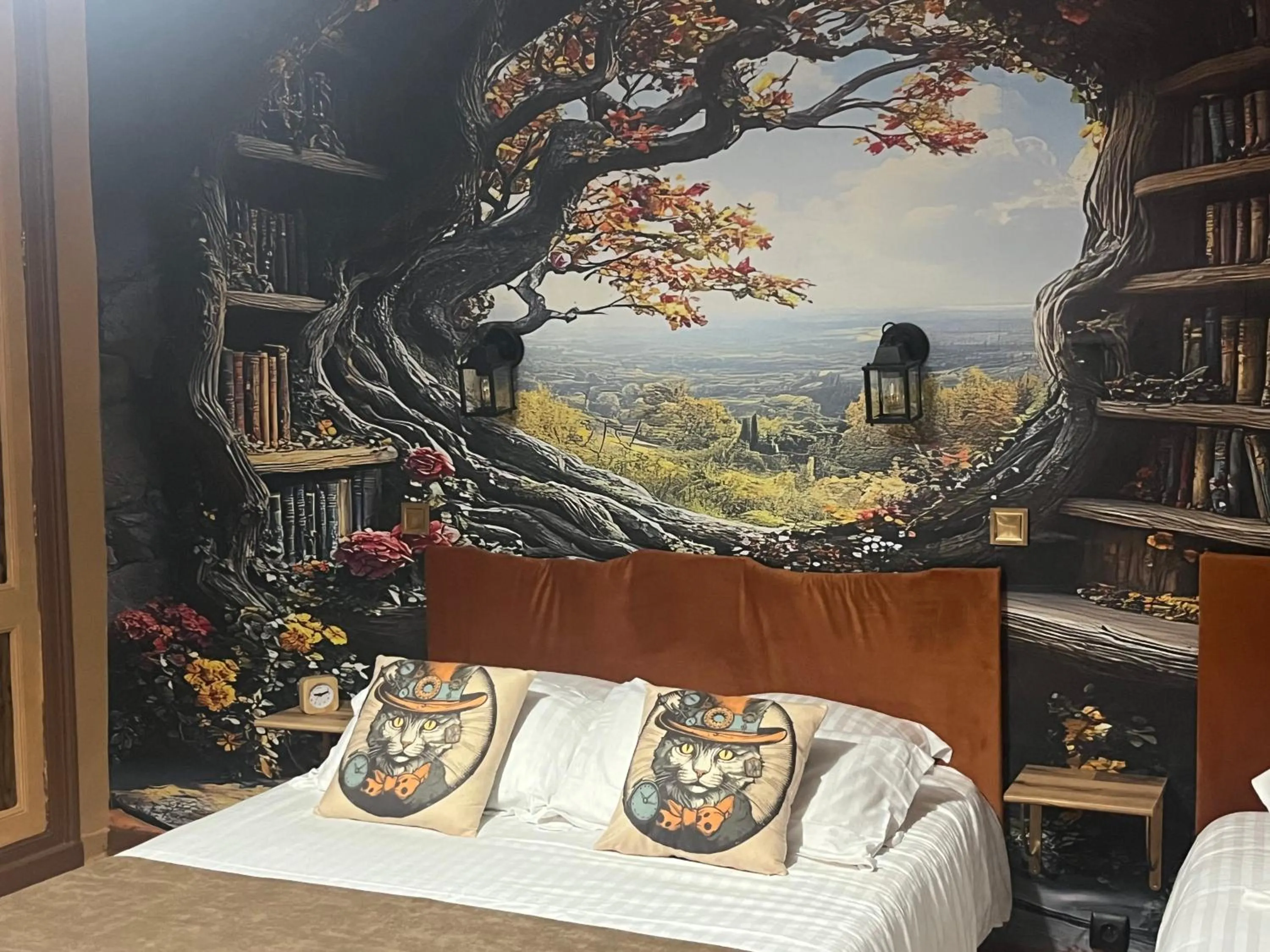 Bed in Logis Hôtel Le Cygne