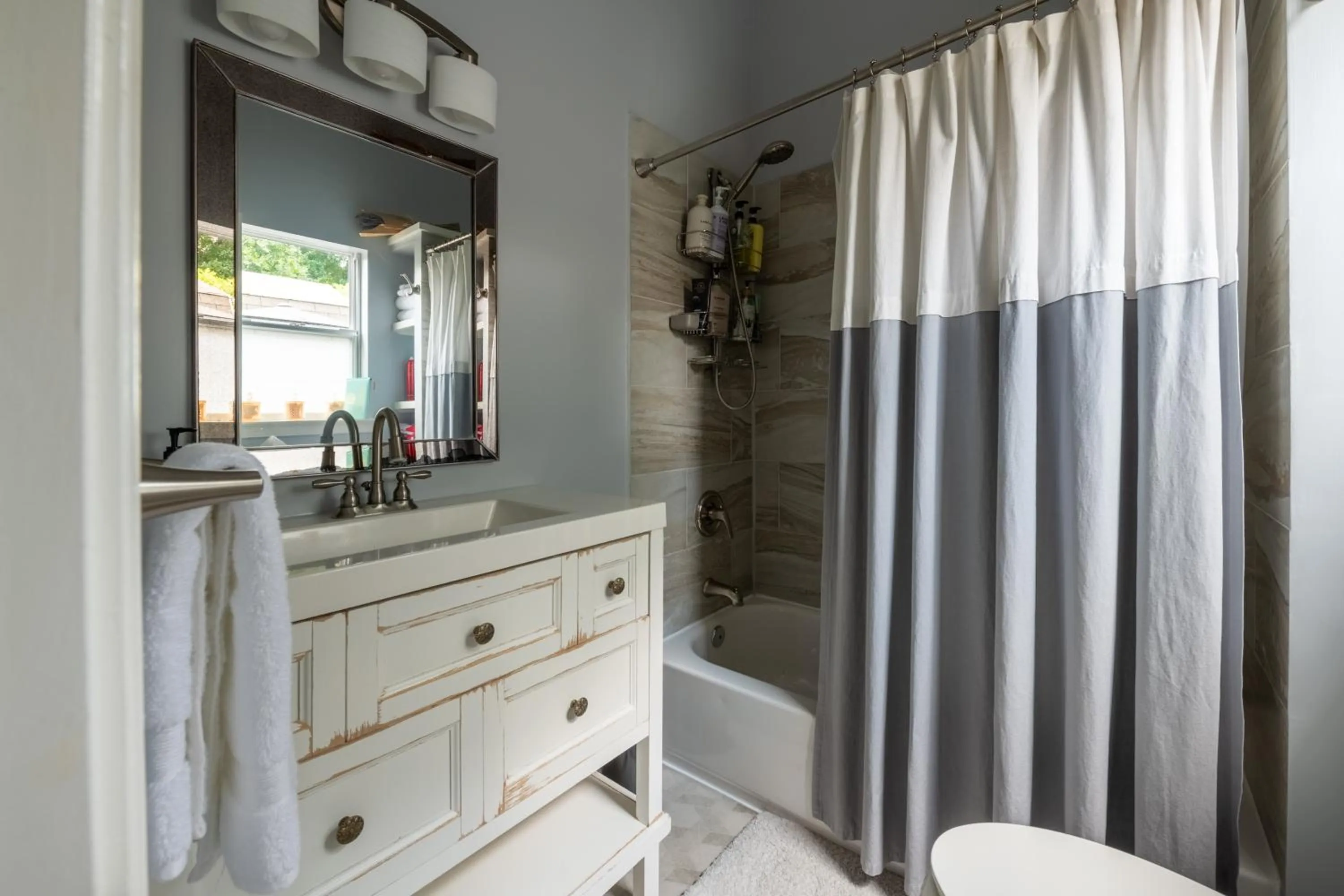 Shower in Luxury Historic Shotgun Home in Lower Garden District