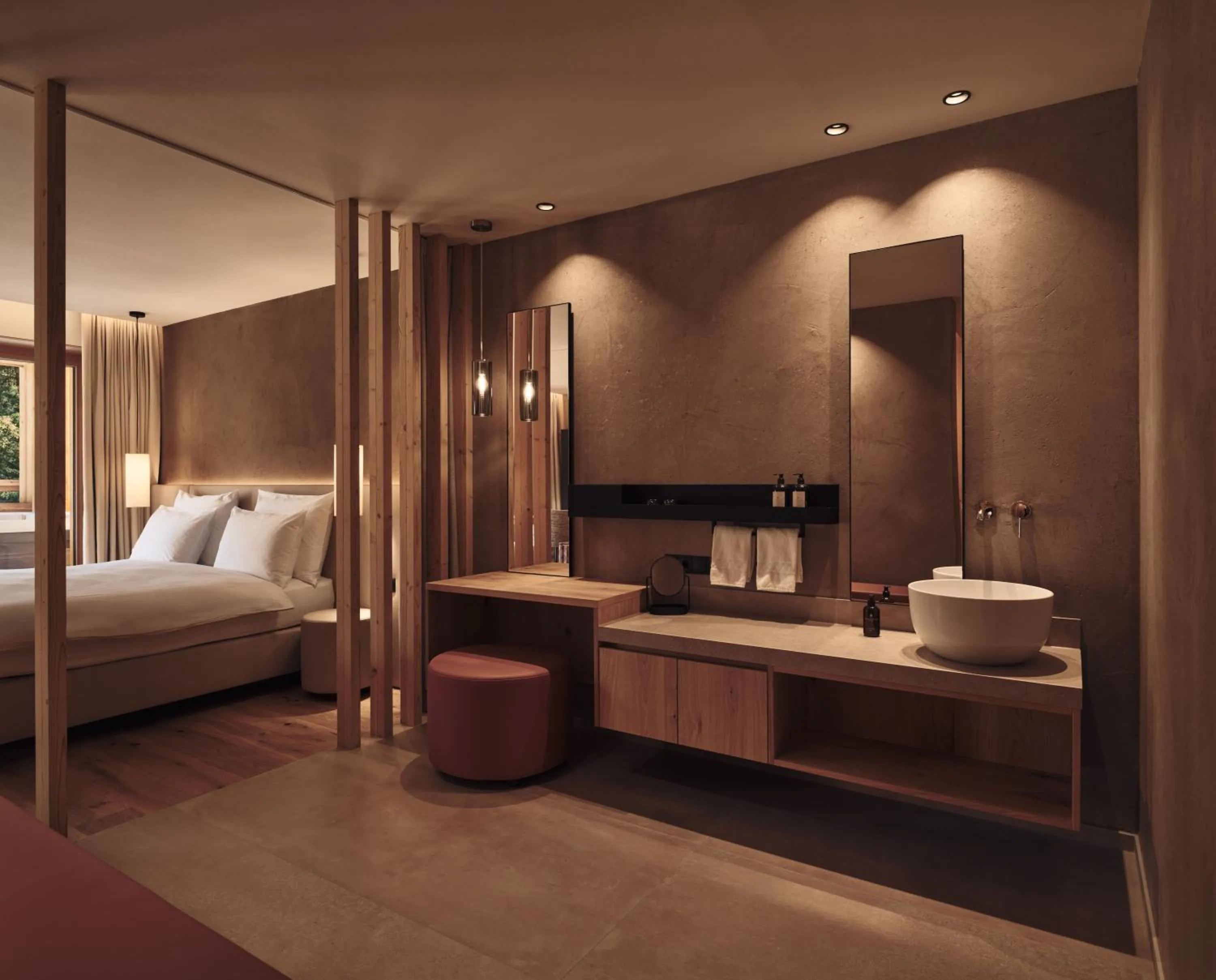 Bathroom, Bed in Hotel Pustertalerhof