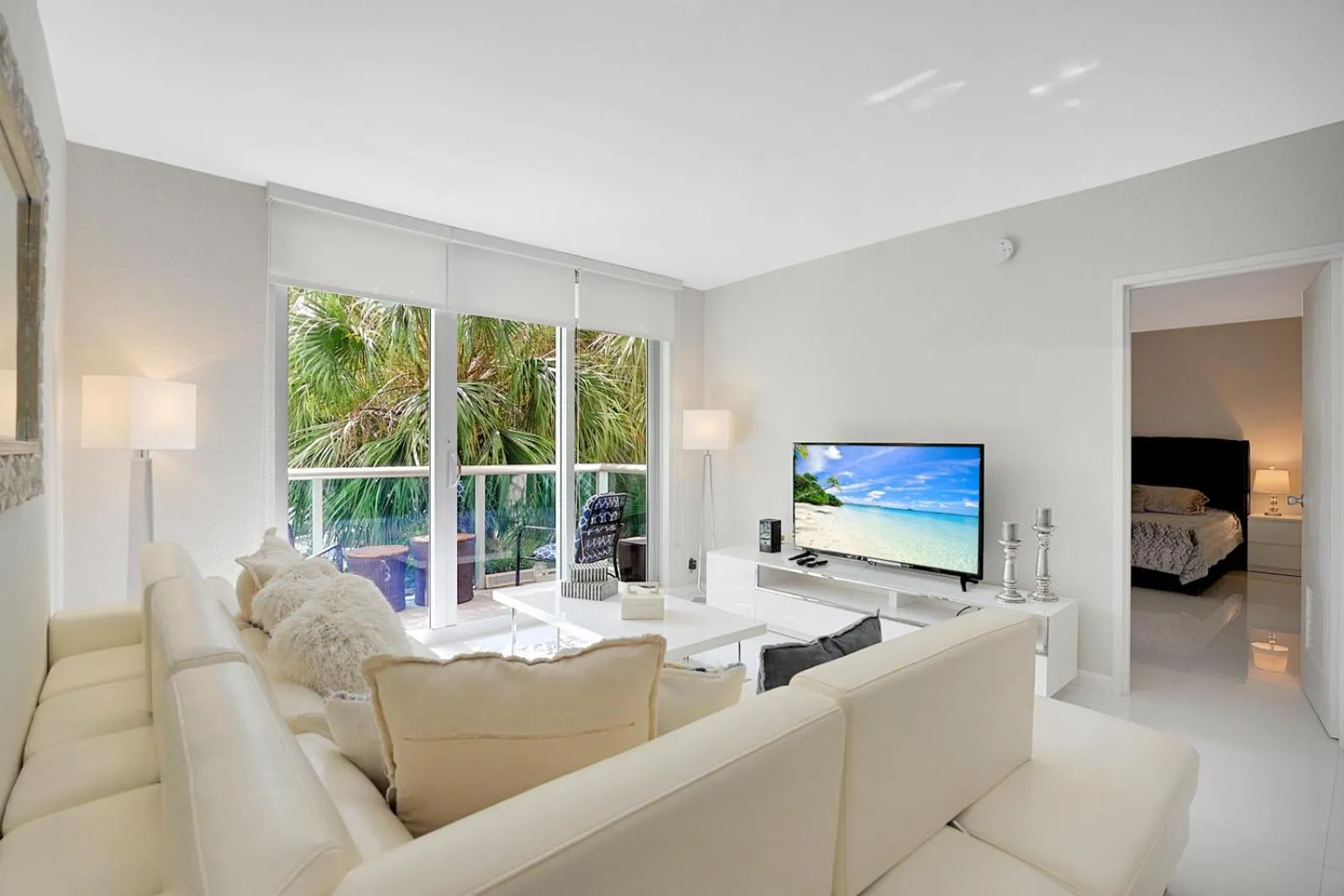 Living room in The Tides Apartments on the beach