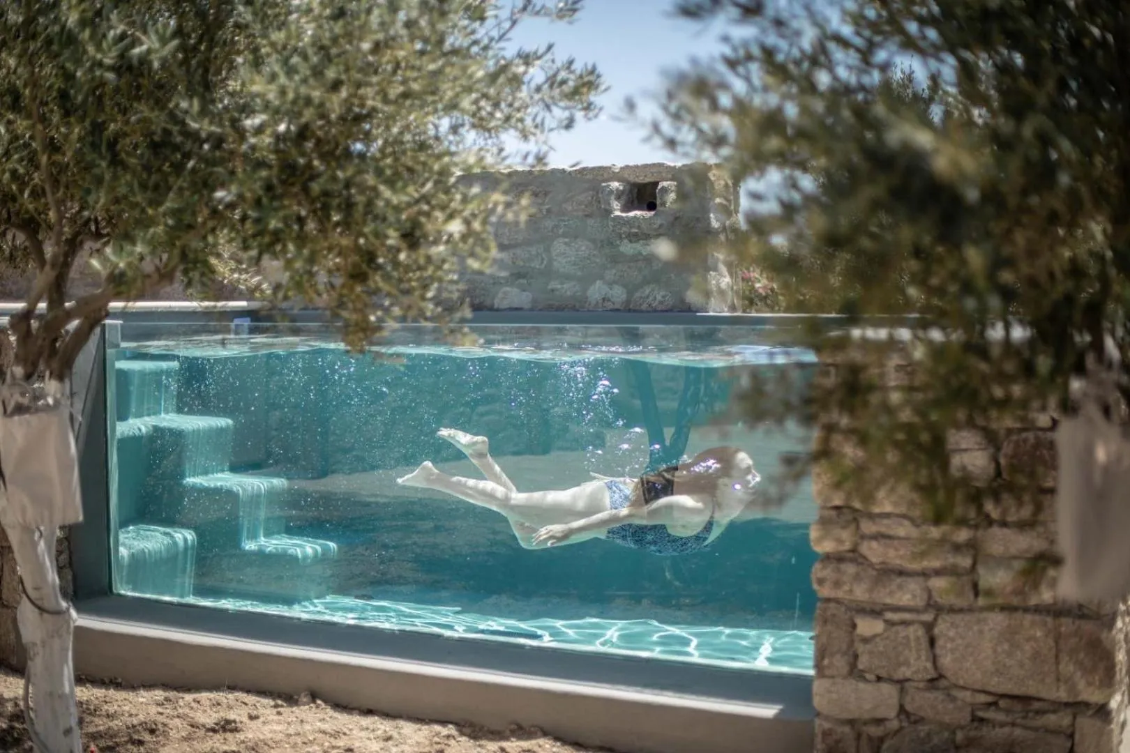 Swimming pool in Ikies of Mykonos