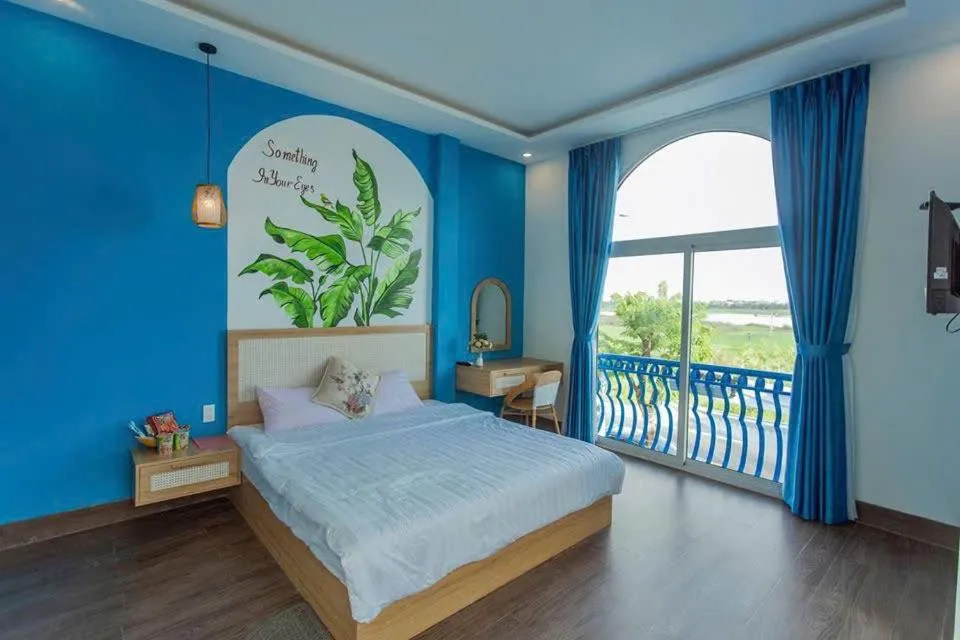 Bed in Santorini House and Coffee