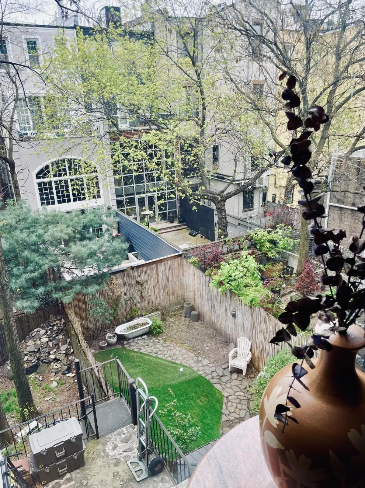 Garden view in NYC Townhouse Apartment