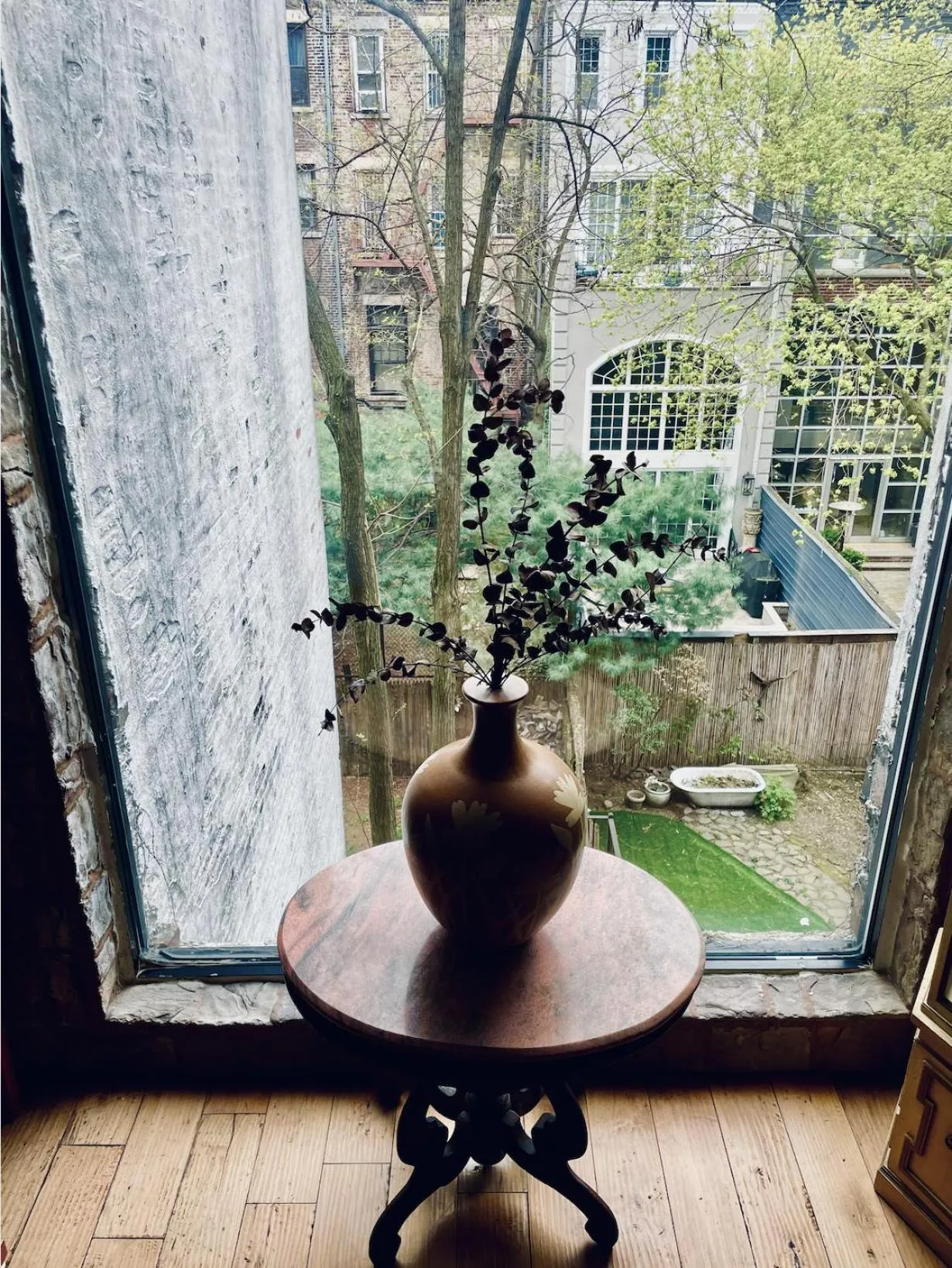 Garden view in NYC Townhouse Apartment