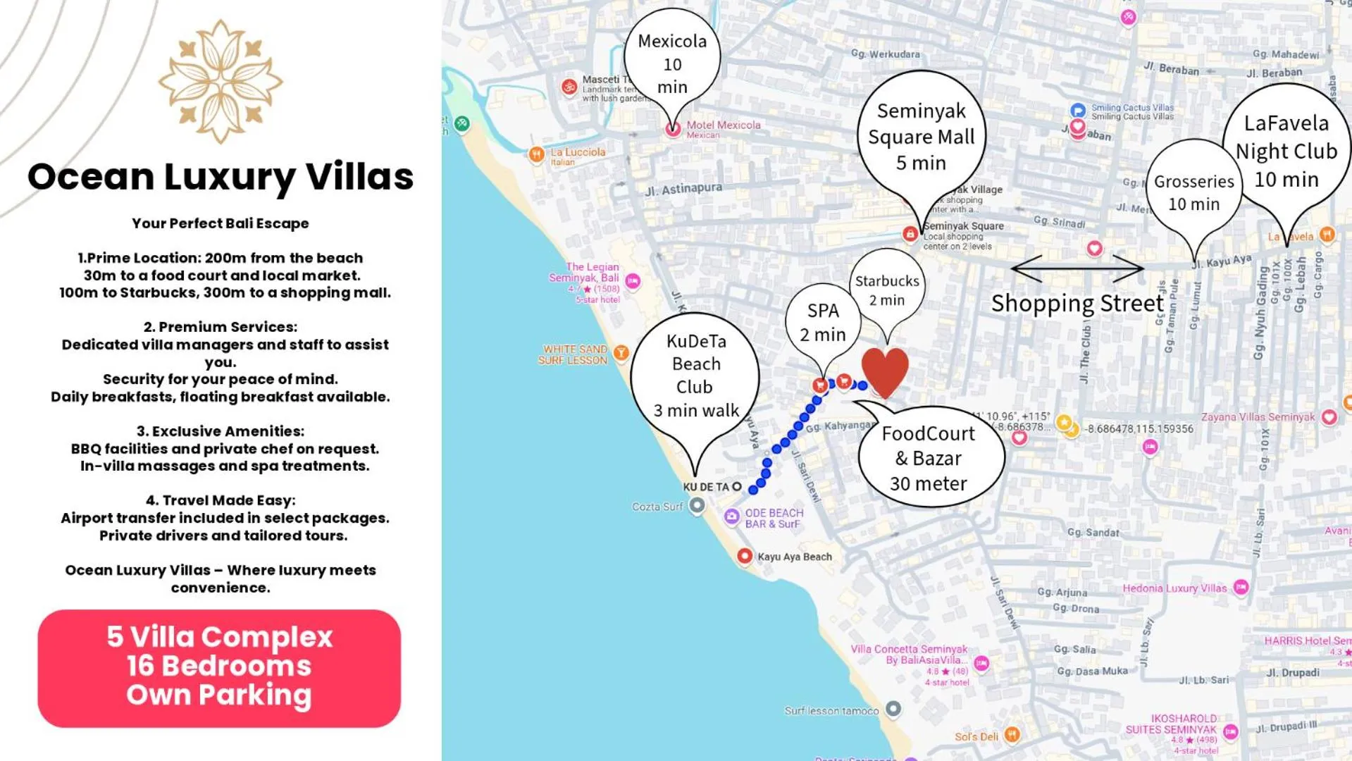 Floor plan in Ocean Luxury Villas - Private Pool Villas in Seminyak