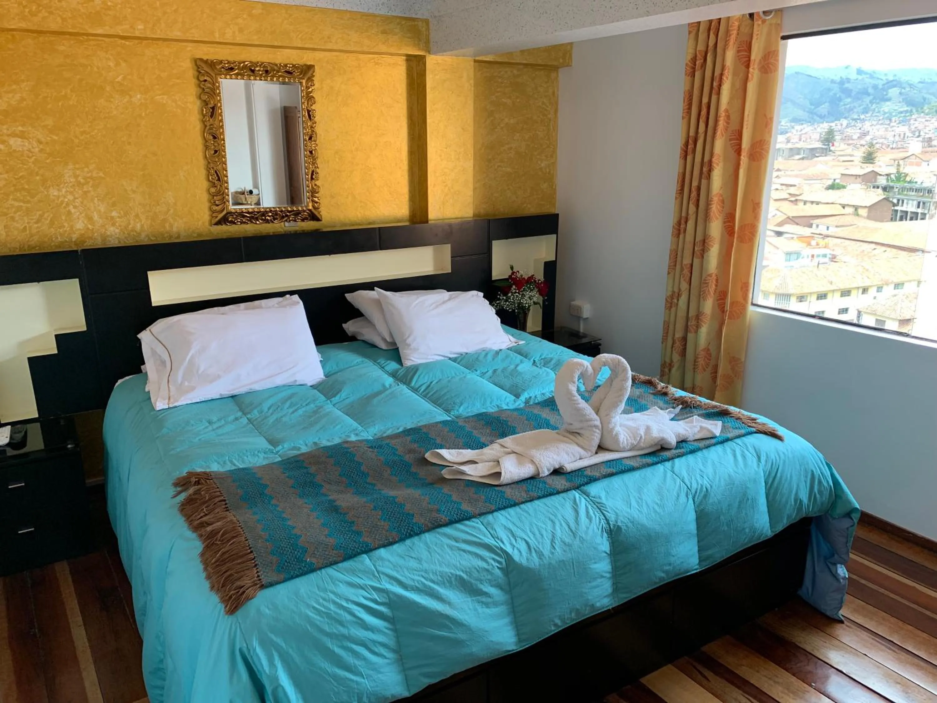 Decorative detail, Bed in Hostal Qolqampata