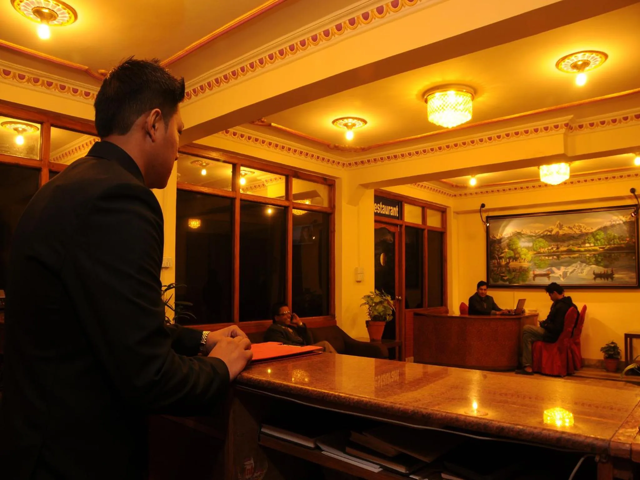 Lobby or reception in Hotel Brihaspati